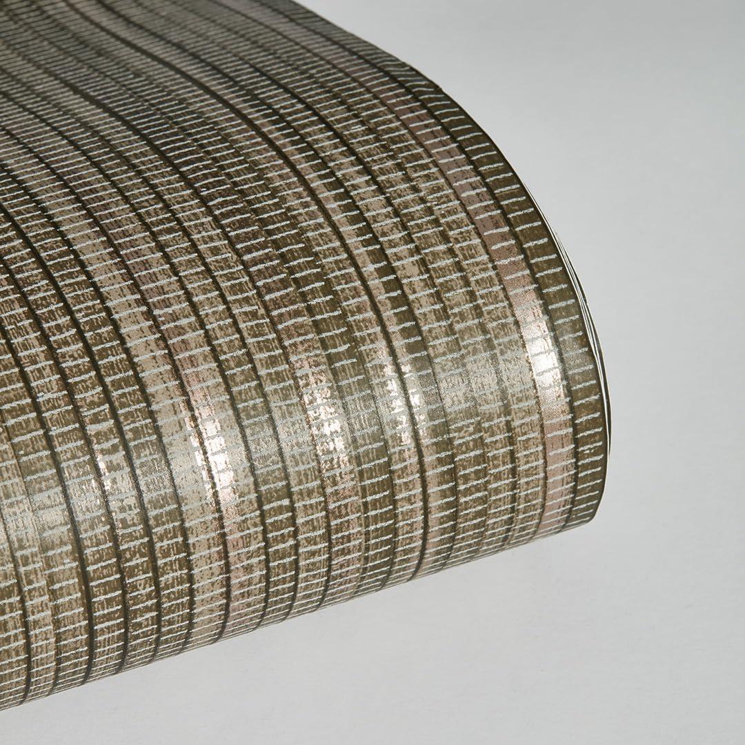 Tempaper & Co. 28 sq ft Faux Grasscloth Removable Peel and Stick Wallpaper Textured Bronze : Vinyl, Self-Adhesive, Thin Stripe Pattern