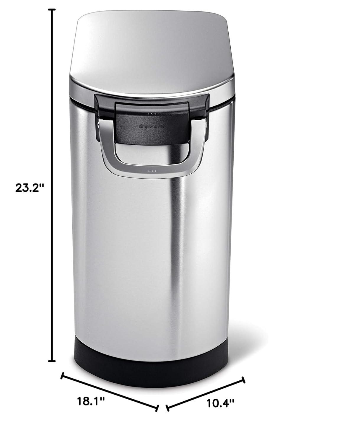 simplehuman Pet Food Storage Container Stainless Steel for Dog Food, Cat Food, and Bird Feed