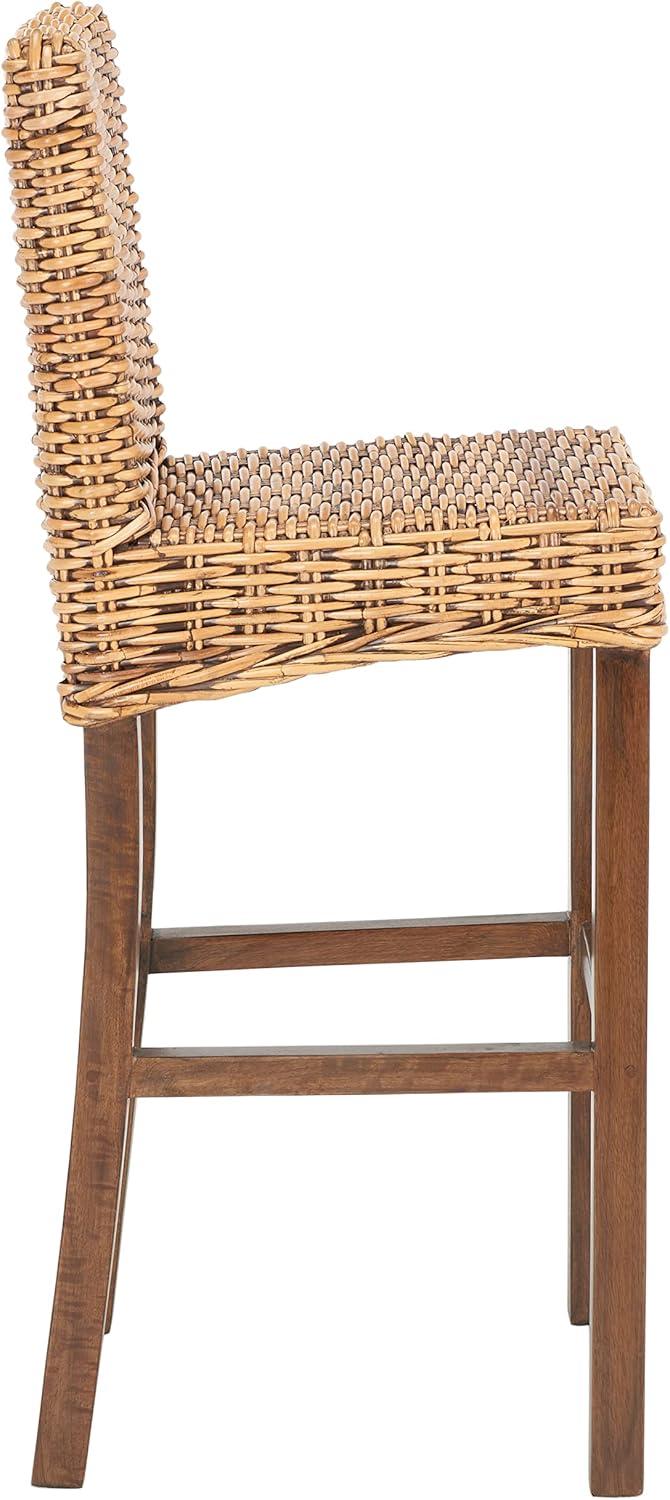 Tobie Rattan Bar Stool - BST6500 - Honey Brown Wash/Antique Brow - Safavieh