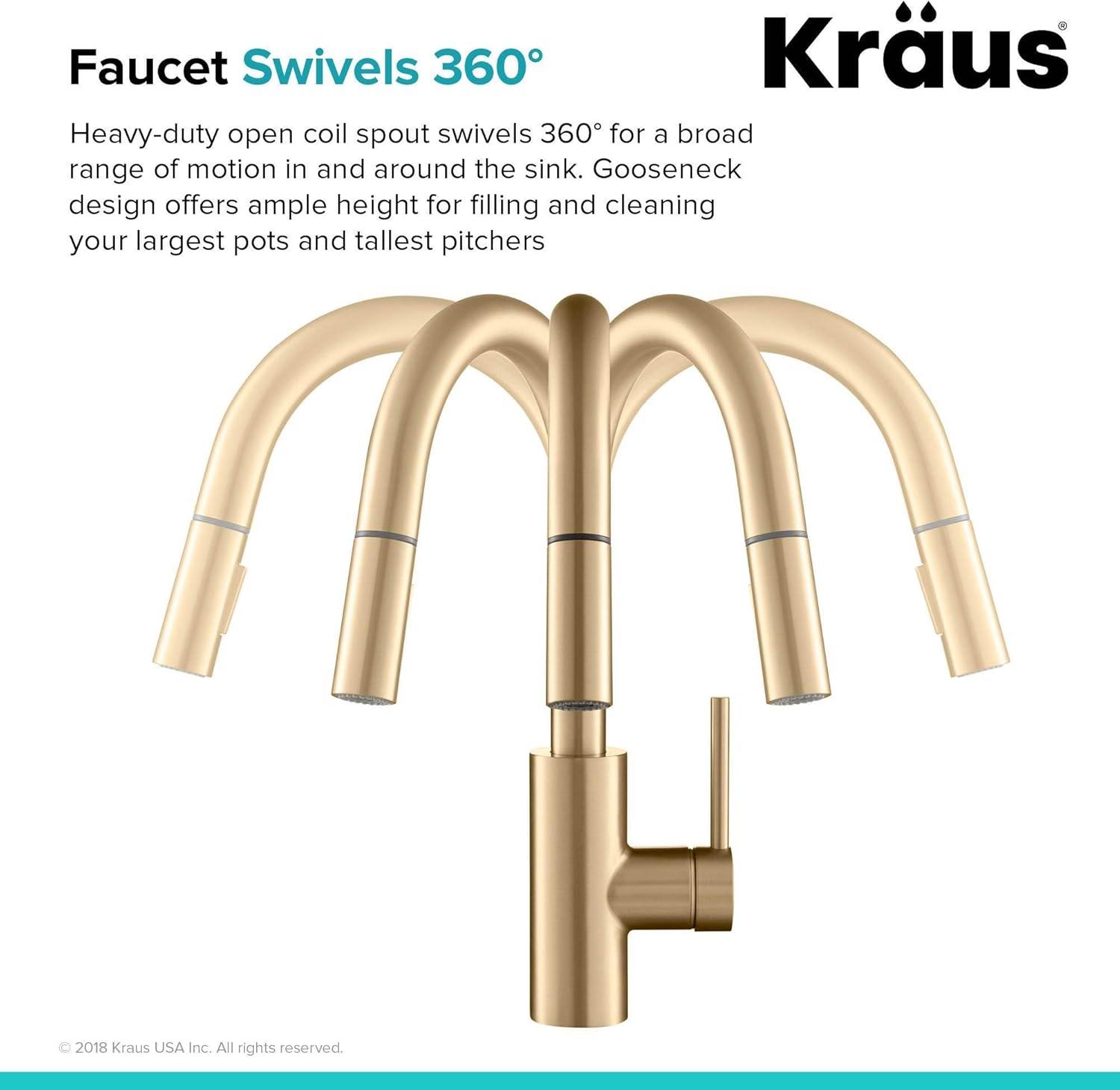 KRAUS Oletto Single Handle Pull Down Kitchen Faucet with QuickDock Top Mount Installation Assembly