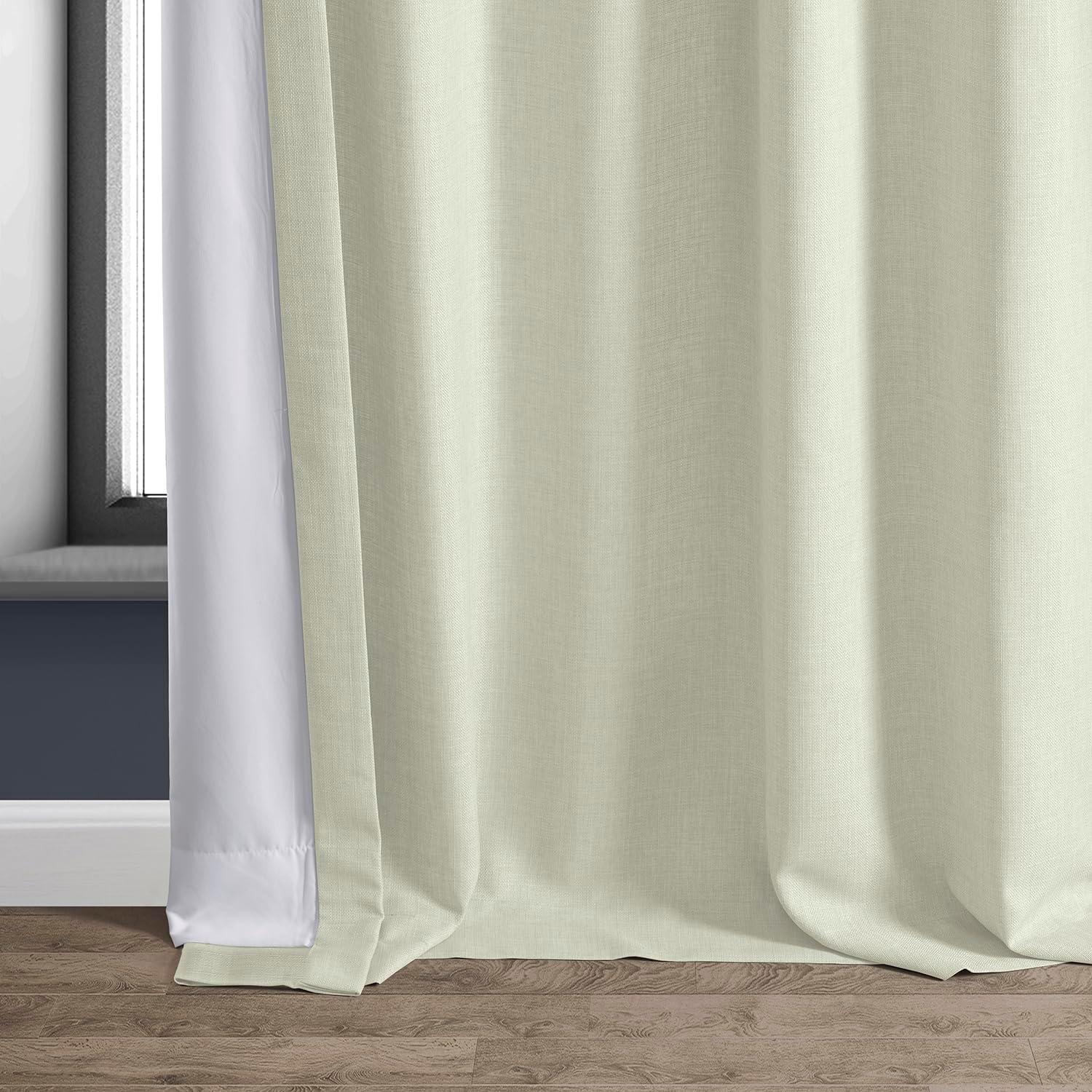 Half Price Drapes Gravity Ivory Italian Faux Linen Room Darkening Curtains (1 Panel), 50W X 108L