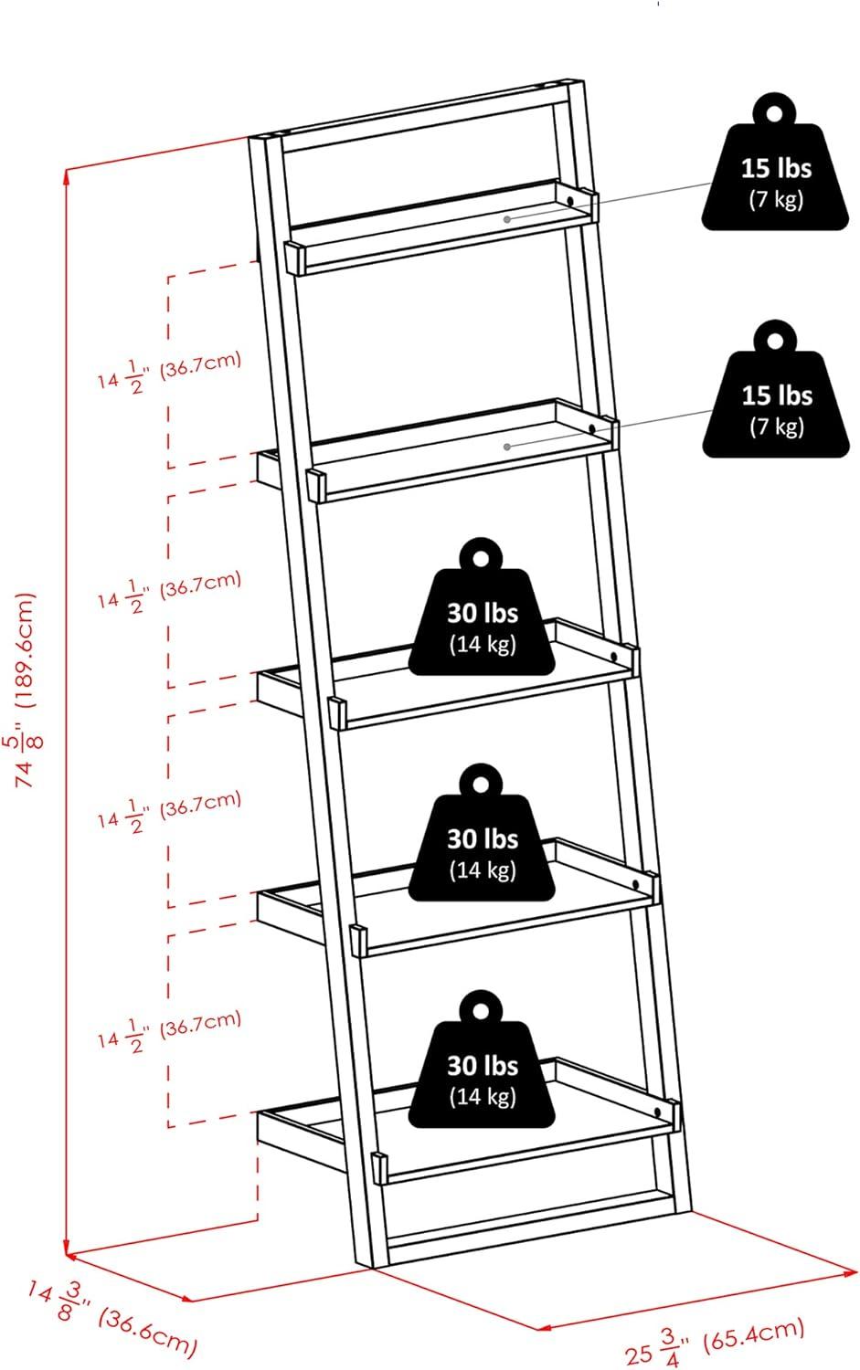 74.65&#34; Bailey Leaning Shelf Black Finish - Winsome