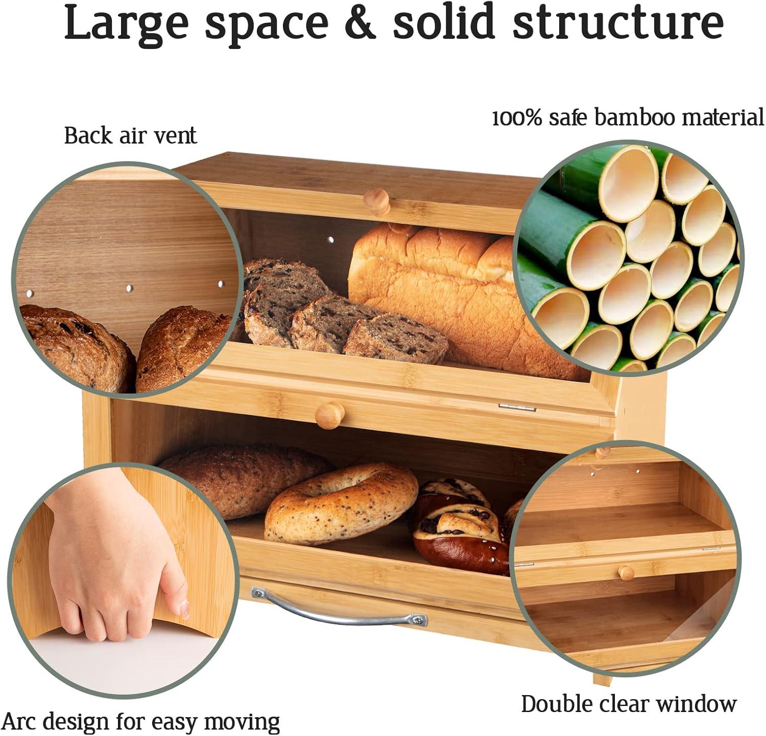 MAISONPEX Bamboo Sturdy Stylish and Easy to Assemble Bread Box