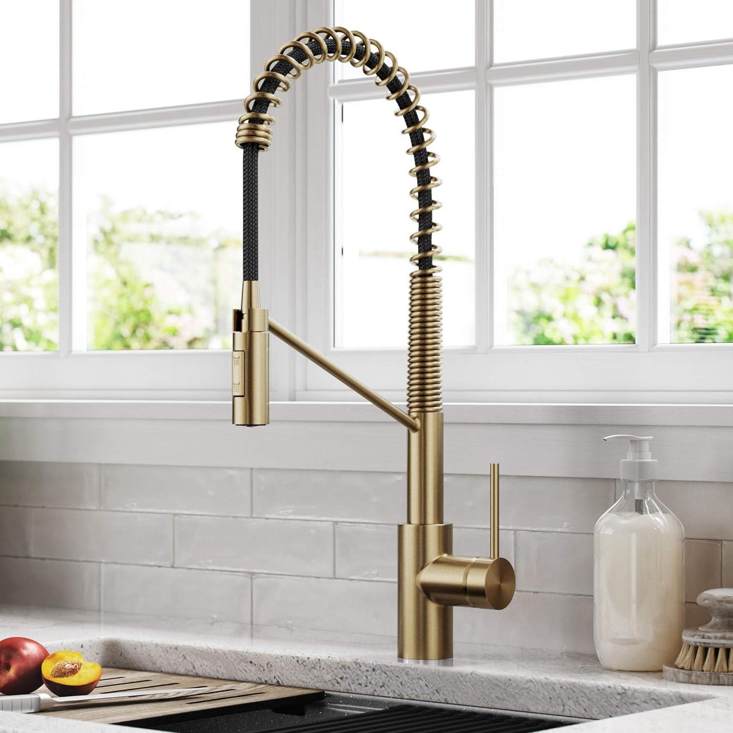 KRAUS Oletto Commercial Style Single Handle Pull Down Kitchen Faucet with QuickDock Top Mount Installation Assembly