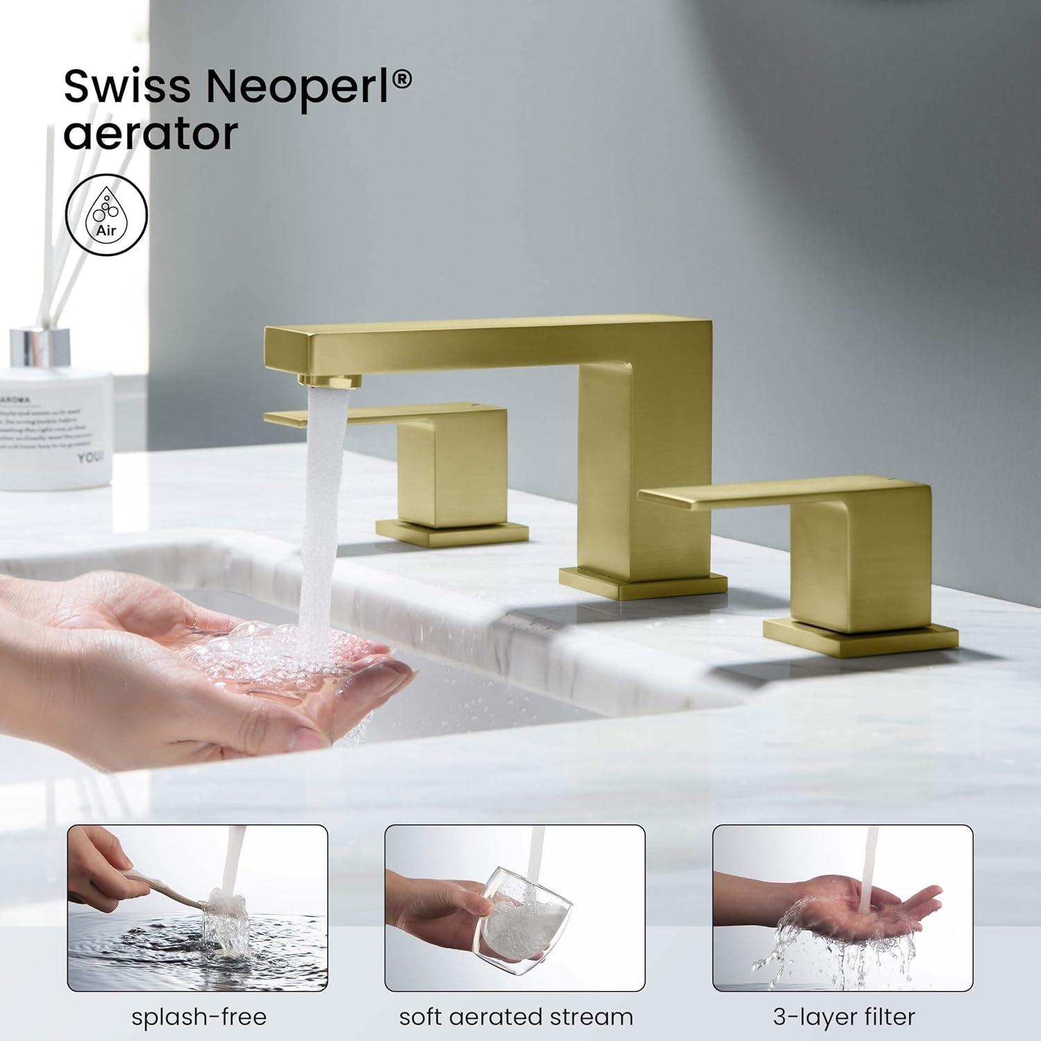 Cube Widespread Faucet 2-handle Bathroom Faucet with Drain Assembly