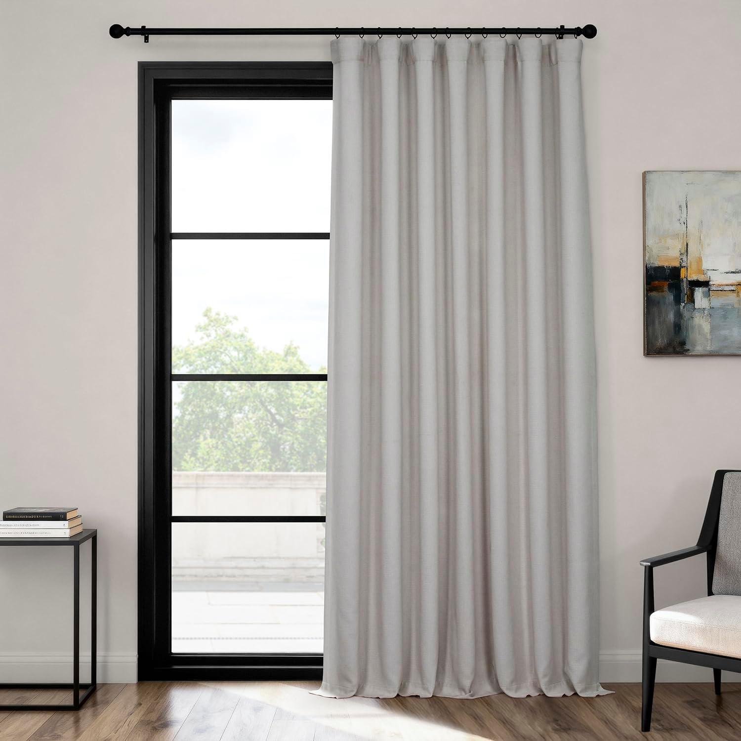 HPD Half Price Drapes Birch Extra Wide Faux Linen Room Darkening Curtains for Bedroom & Living Room Curtains (1 Panel), Door & Window Curtains 84 inches long, Rod Pocket curtains, 100W X 120L