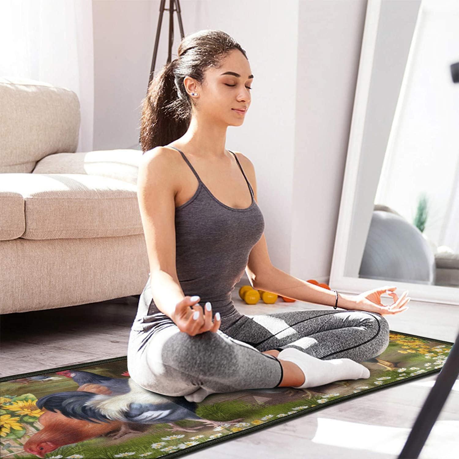 Farmhouse Rooster and Sunflower Washable Runner Rug Set