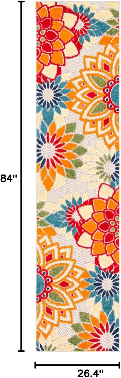 Cabana CBN328 Loomed Indoor Runner Rug - Ivory/Orange - 2'2"x7' - Safavieh