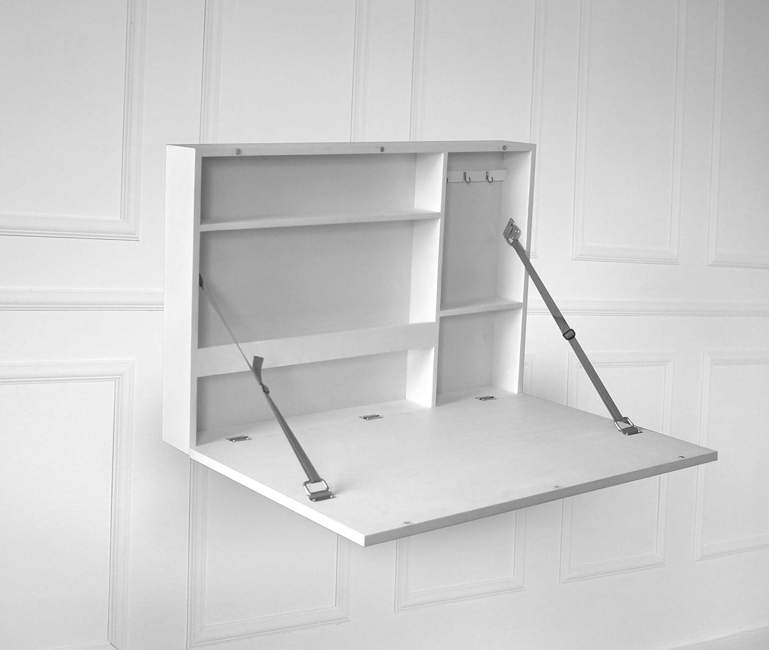 36" x 24" Murphy Desk White - Prinz: Modern Wall Mounted, Open Storage Shelf, MDF Construction