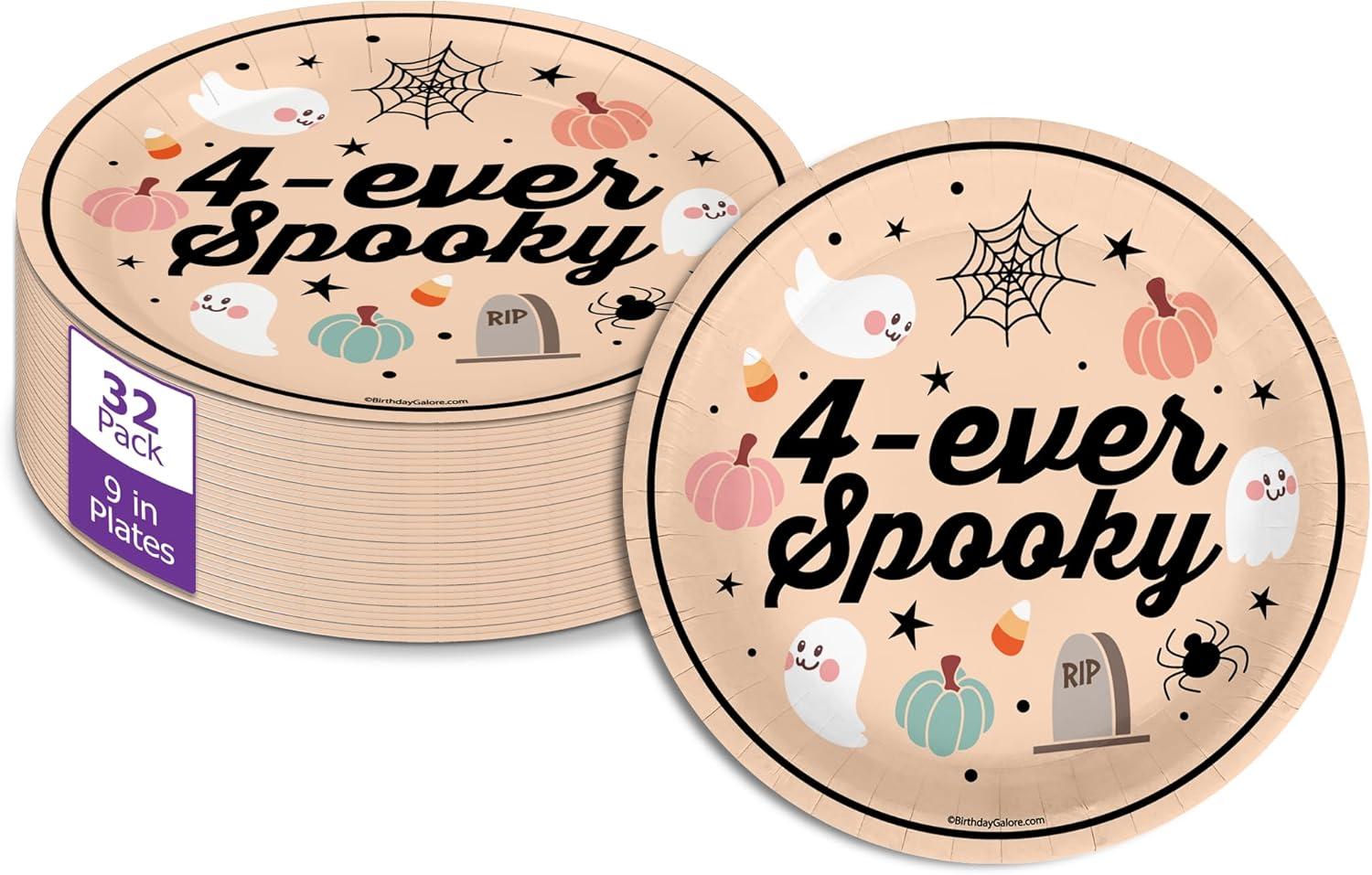 Four Ever Spooky Halloween 9" Round Paper Plates - 32 Piece Set