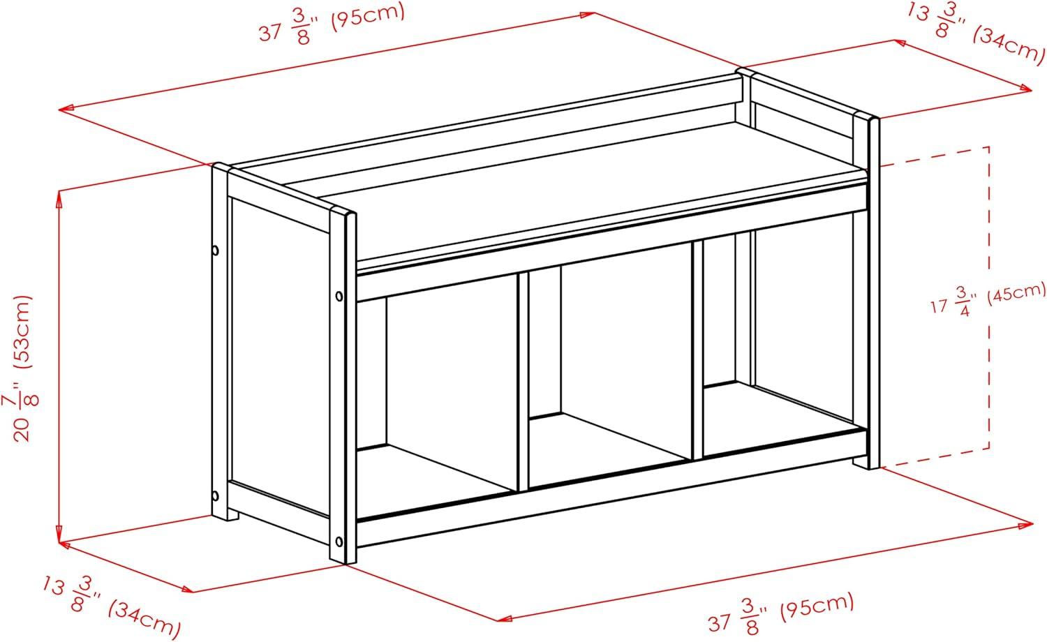 Espresso Transitional Storage Bench with Three Cubbies