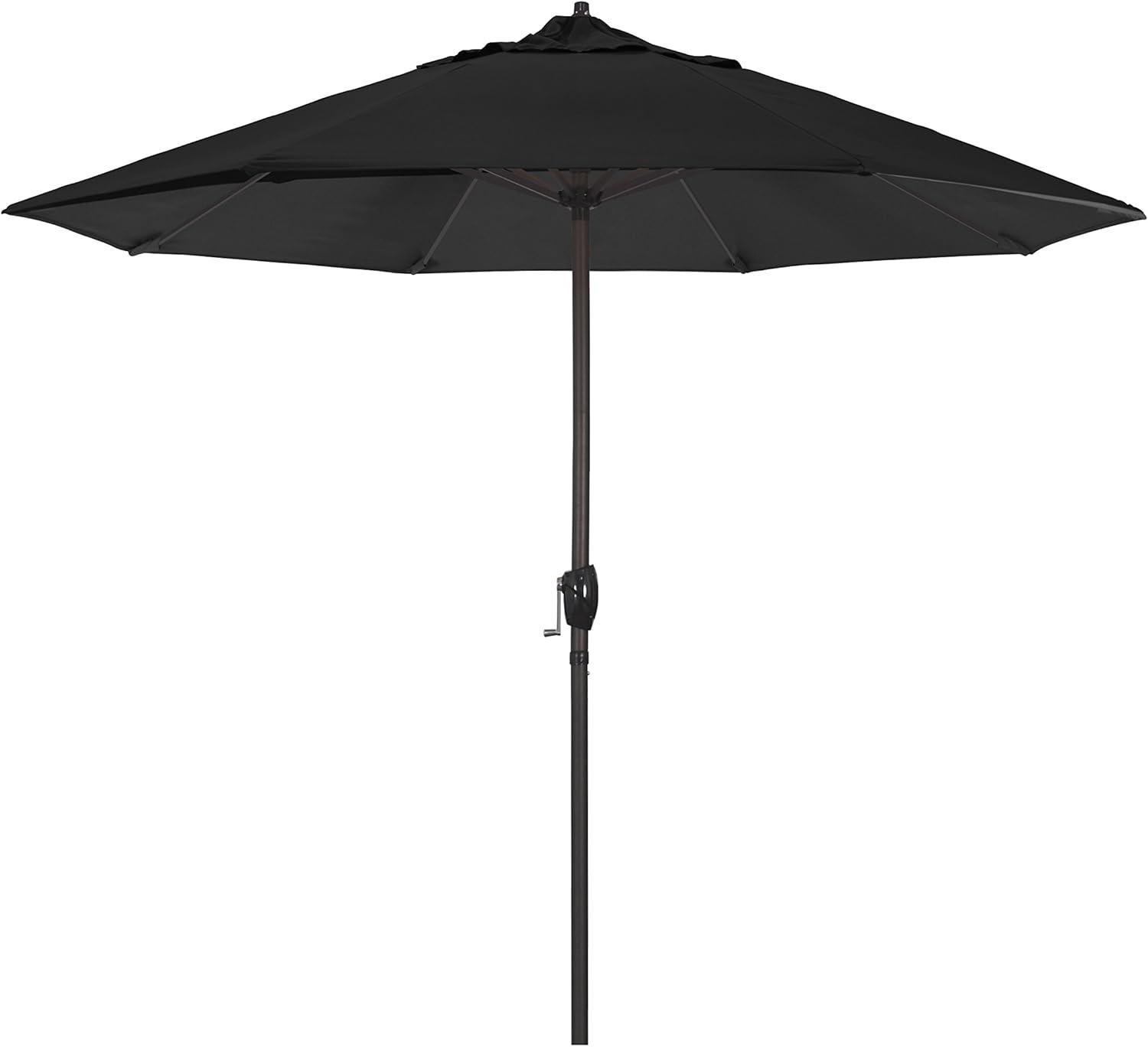 9 ft Black Sunbrella Aluminum Patio Umbrella with Bronze Pole