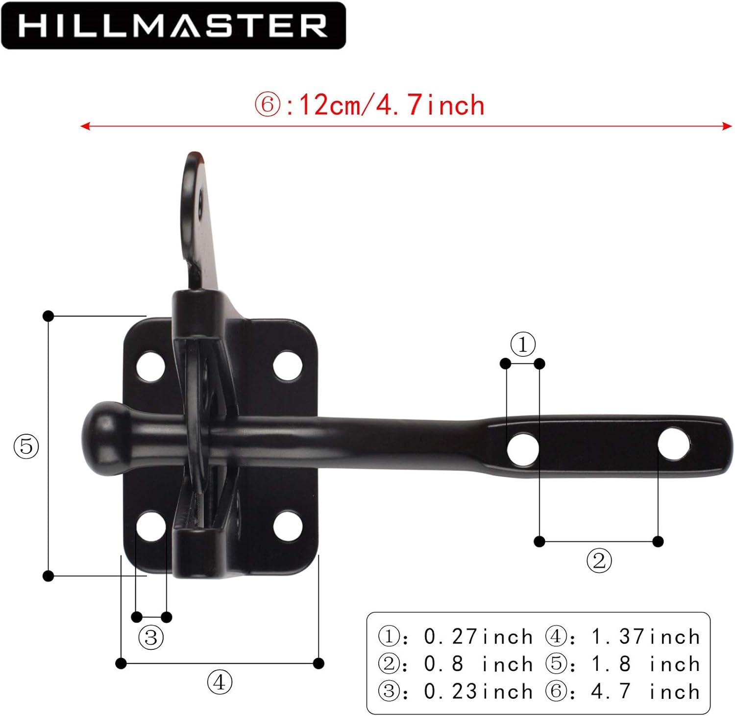 Heavy Duty Gate Latch Door Handle Hardware Kit for Wooden Fence, Self-Closing Gate Latch with Pull String, Decorative Metal Gate Pull Handle, 2 Pack 6in T-Strap Gate Hinges, Black Finish
