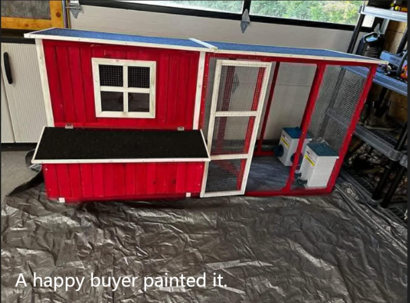 87" Red Fir Wood Chicken Coop with Nesting Box and Ramp
