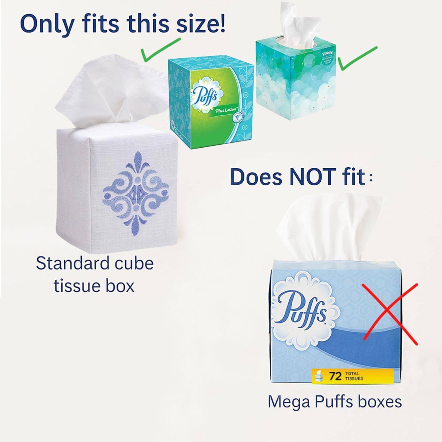 Jacaranda Living Square Tissue Box Cover, Linen/Cotton Fabric Tissue Holder, Decorative Cloth Tissue Cube Cover, Animal Designs Girl and Dog