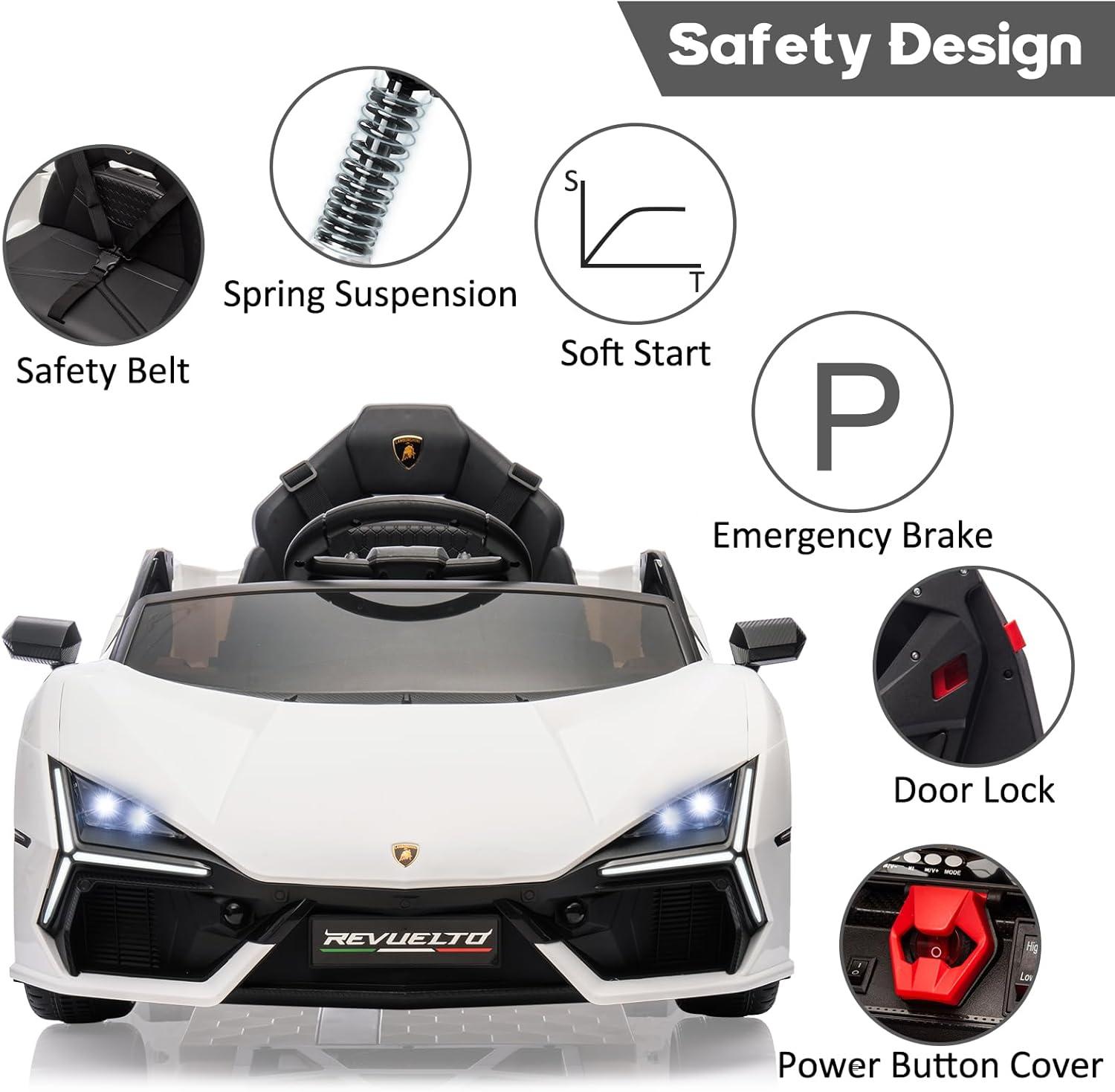 Hetoy 12V Kids Ride On Car, Licensed Lamborghini Revuelto Electric Car For Kids