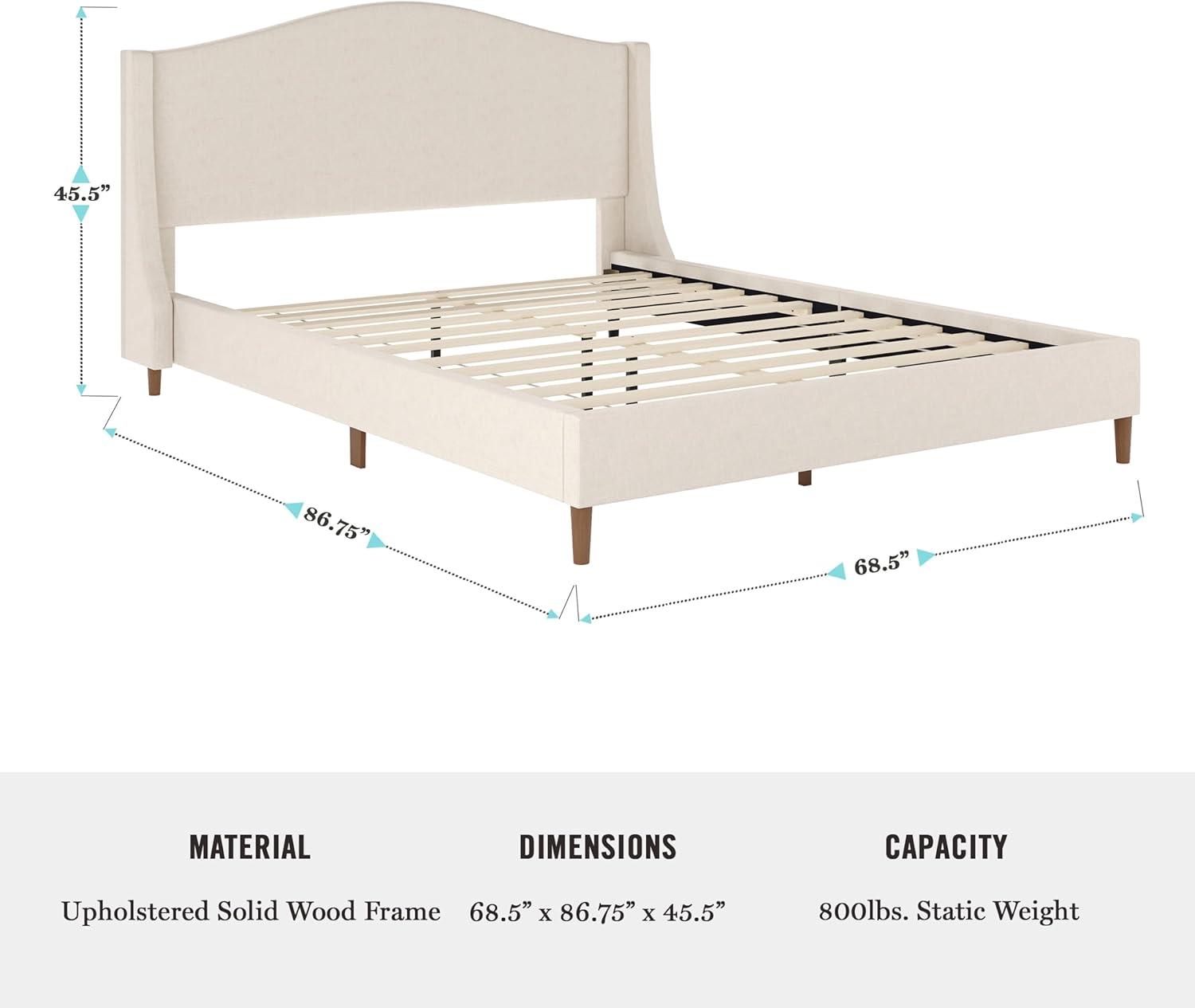 Martha Stewart Amelia Upholstered Platform Bed With Curved Headboard