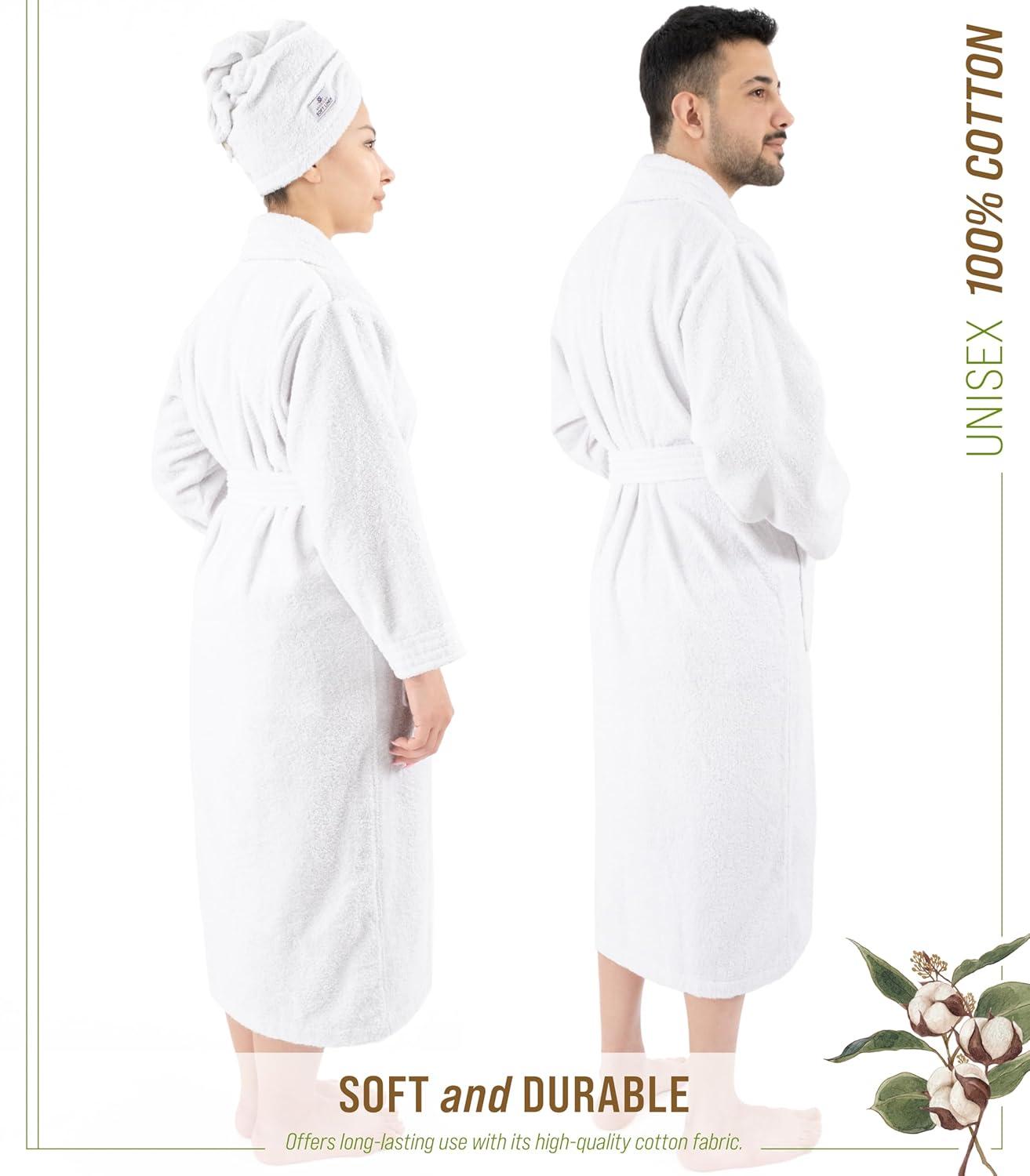 Eider & Ivory™ 100% Cotton Turkish Bathrobes, Soft Absorbent Lightweight Unisex Couple Robes