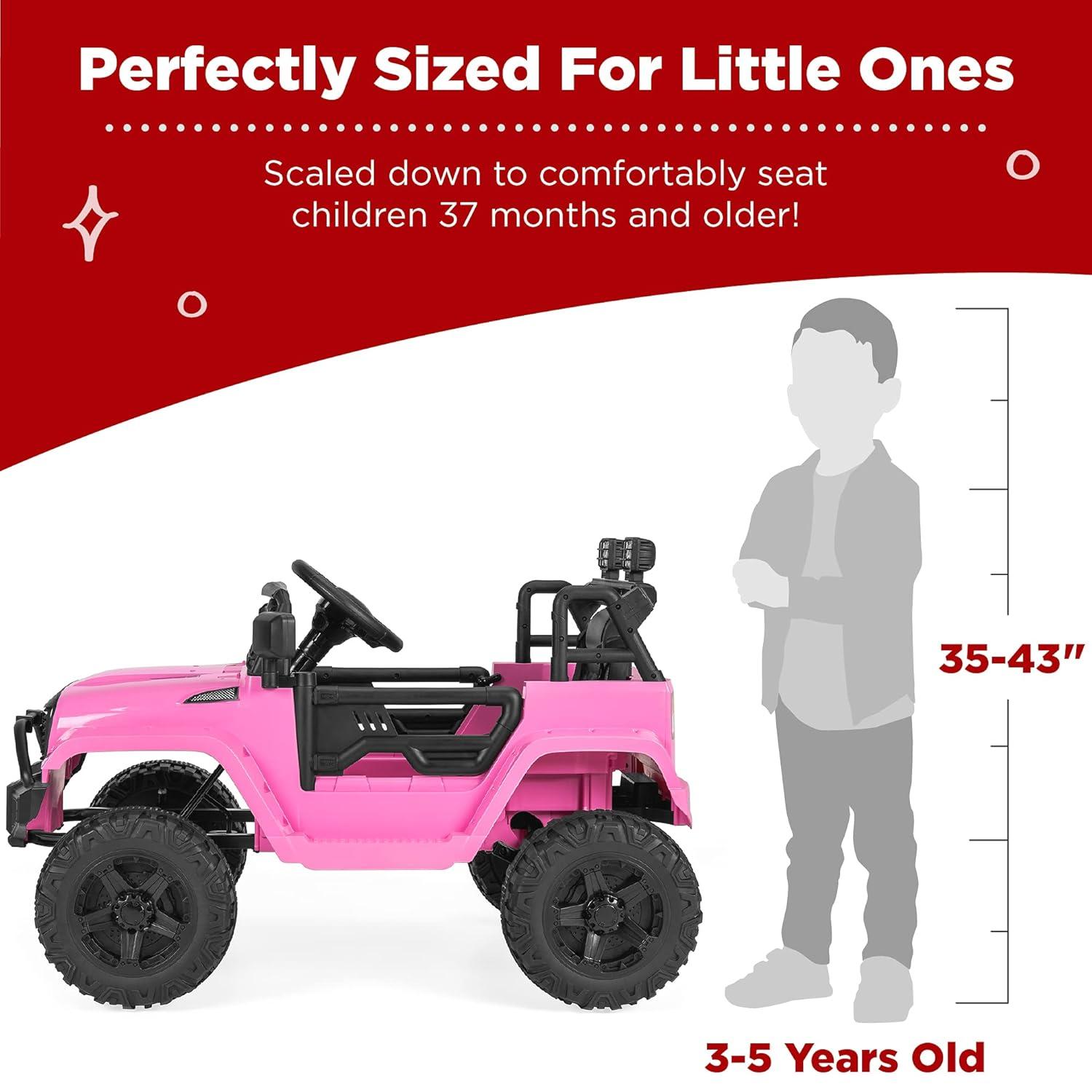 Best Choice Products 12V Kids Ride On Truck Car w/ Parent Remote Control, Spring Suspension, LED Lights - Pink