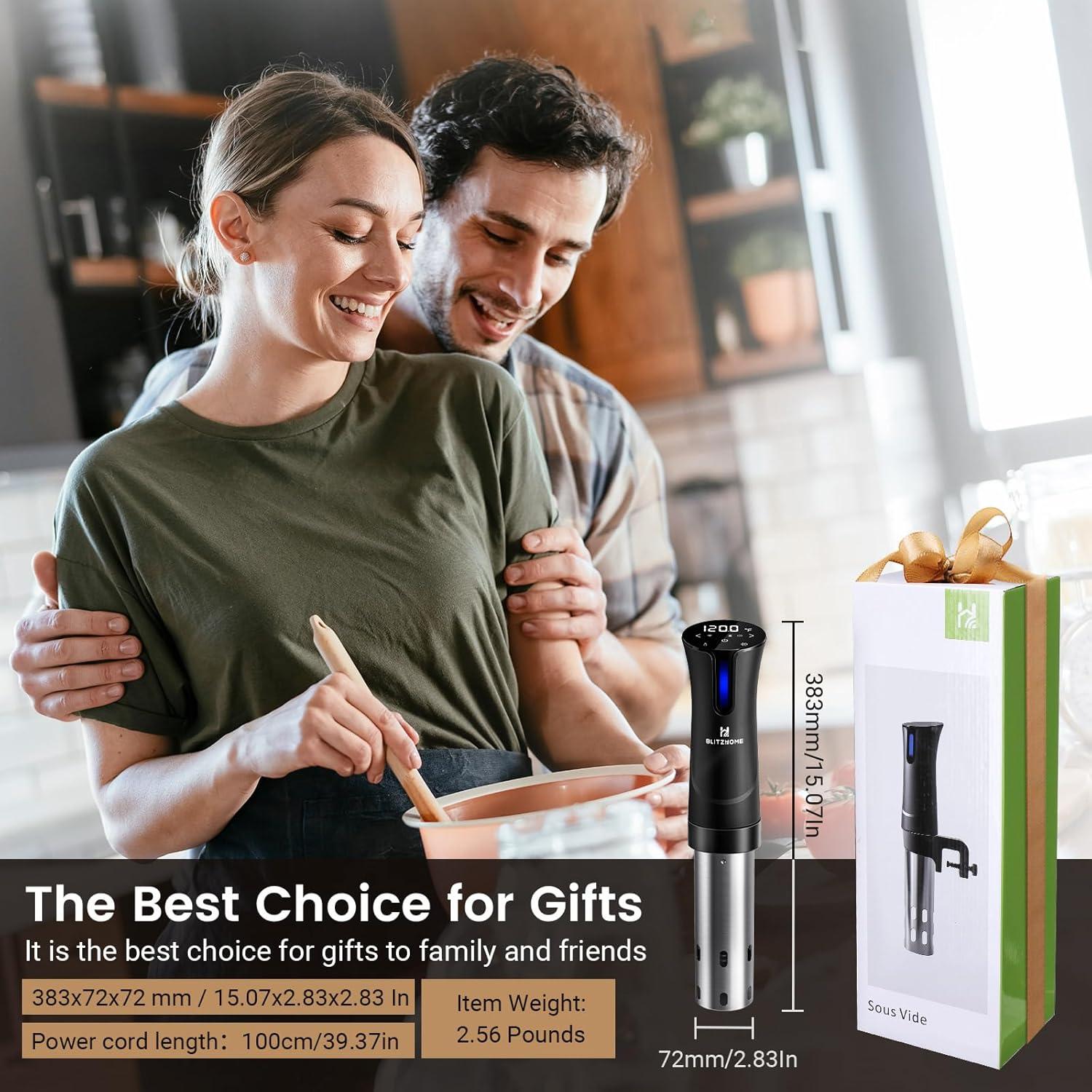 BlitzHome 1100W Sous Vide Cooker with Temperature Setting, Timer, Breath Light Reminder Function