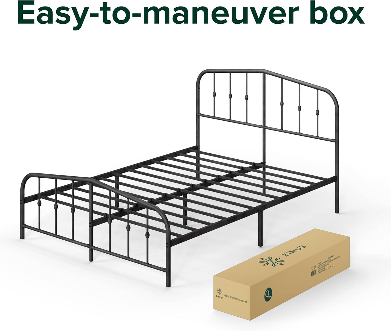 Twin Heidi Metal Platform Bed Frame Black - Zinus: Steel Construction, No Box Spring Needed, 11" Clearance