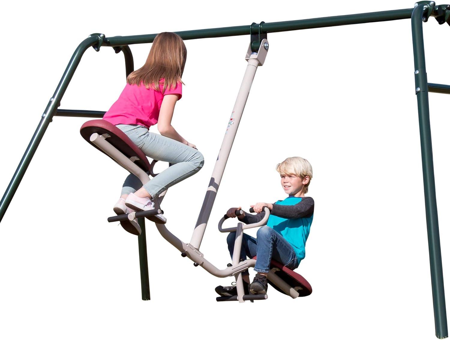 Dual Seat Alloy Steel 360-Degree Tilt-A-Swing Set