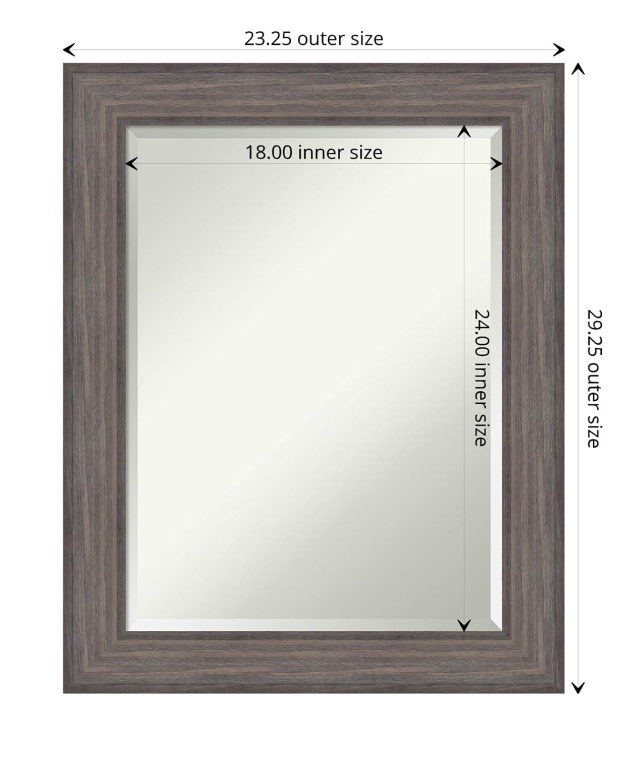 Amanti Art Beveled Wood Wall Mirror - Country Barnwood Frame Country Barnwood Outer Size: 23 x 29 in