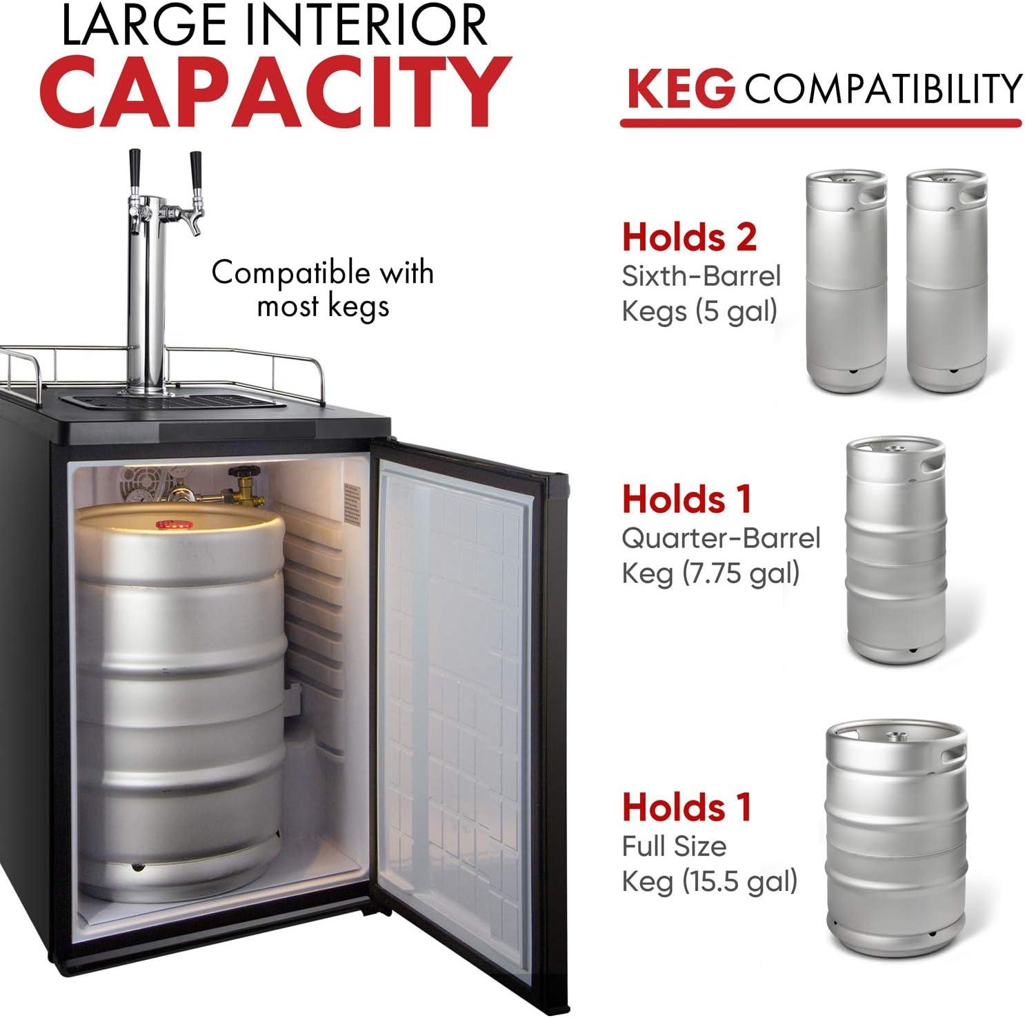 Kegco Kegco 5.6 Cubic Feet Dual Tap Freestanding Kegerator with Adjustable Temperature