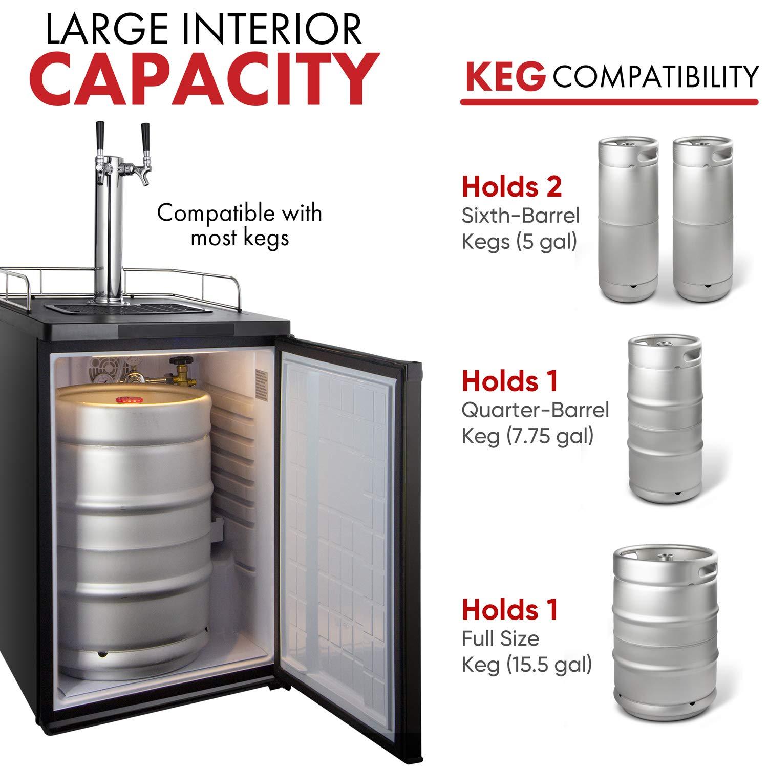 Kegco Kegco 5.6 Cubic Feet Dual Tap Freestanding Kegerator with Adjustable Temperature
