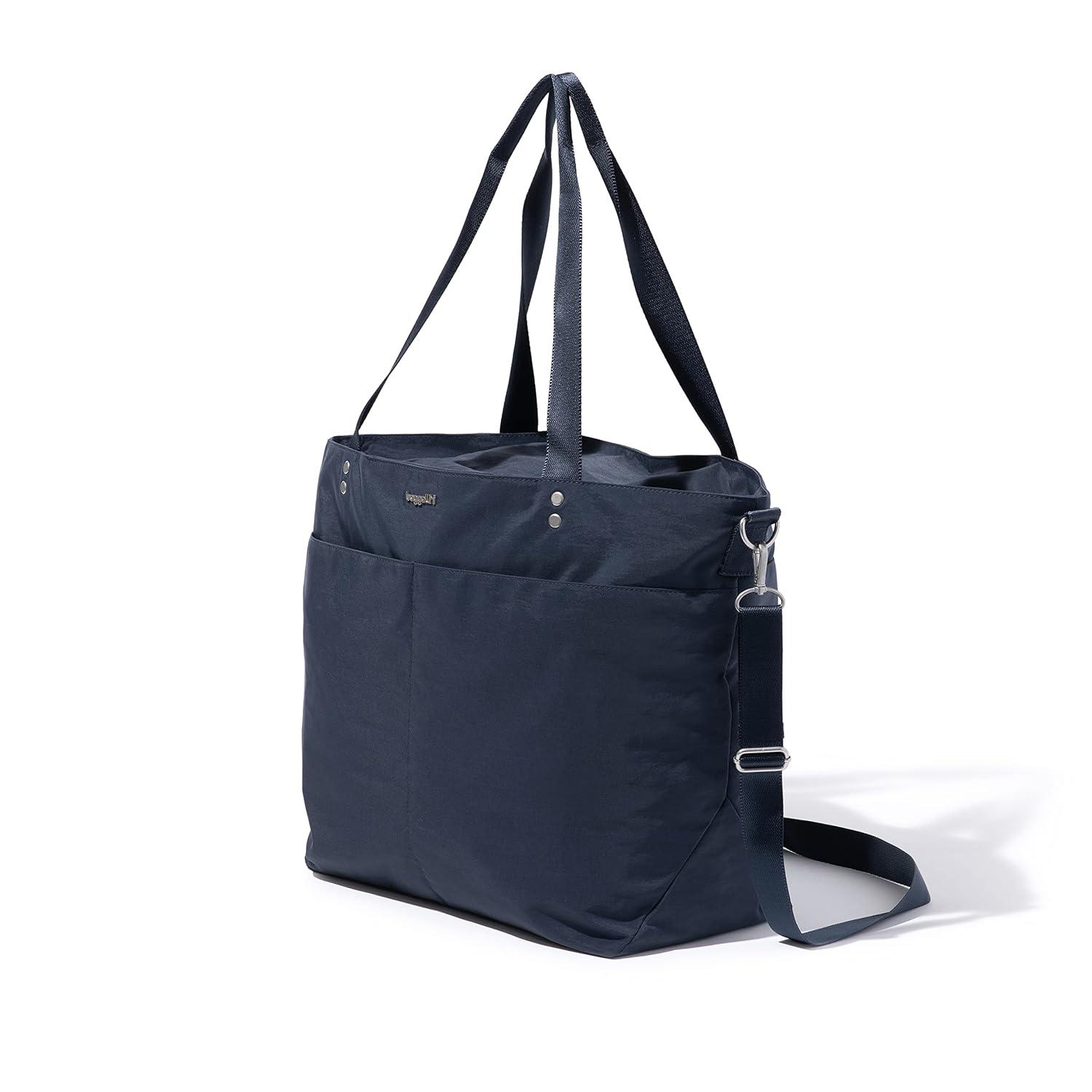 baggallini Women's Large Carryall Tote Bag with Crossbody Strap - FRENCH NAVY