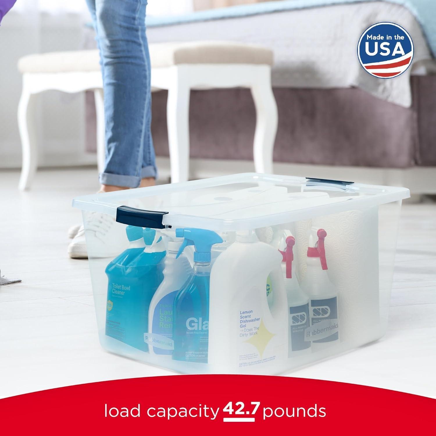 Rubbermaid Rubbermaid Cleverstore Clear 95 Qt Plastic Storage Bins with Lids, 4-Pack