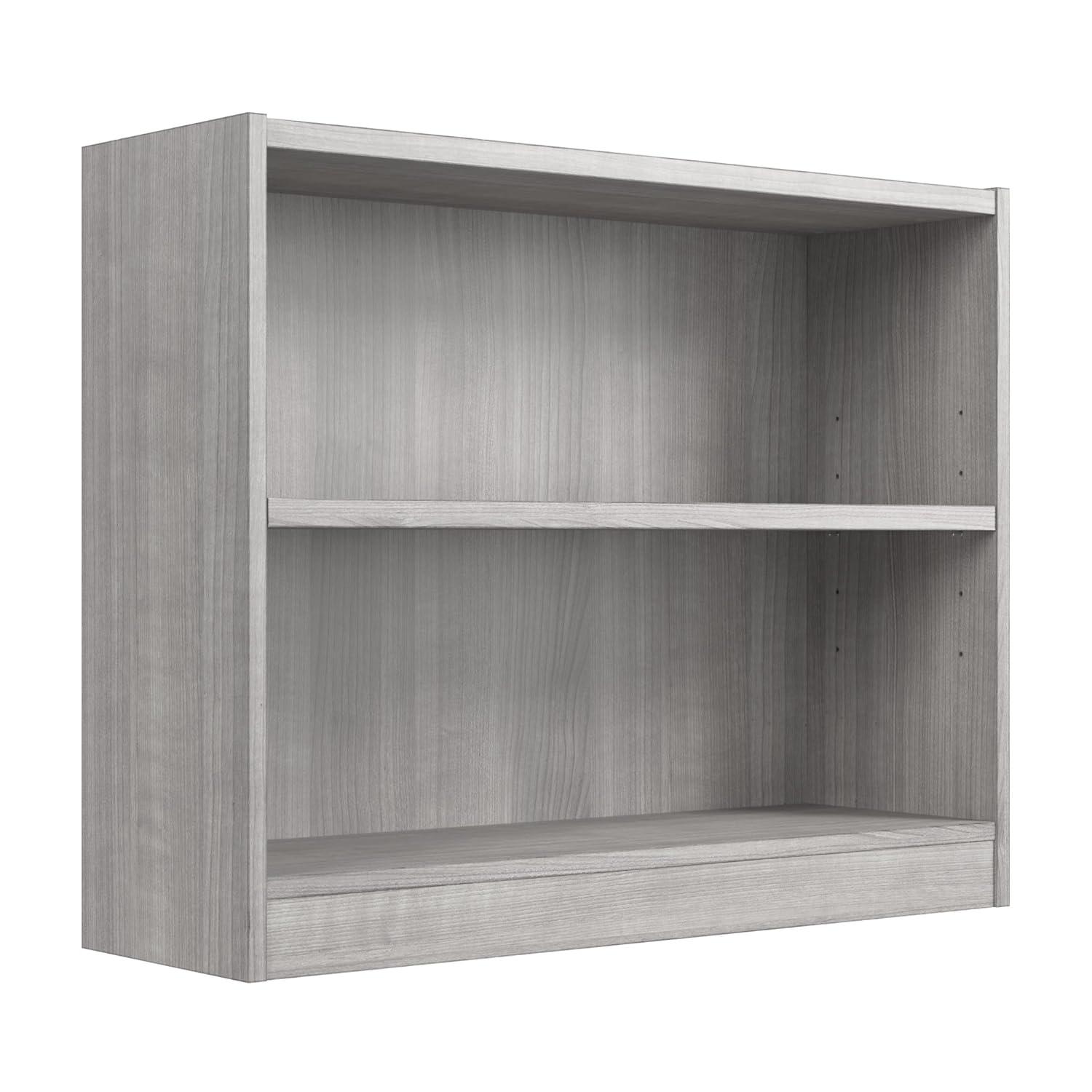 Universal Small 2 Shelf Bookcase in Platinum Gray - Engineered Wood