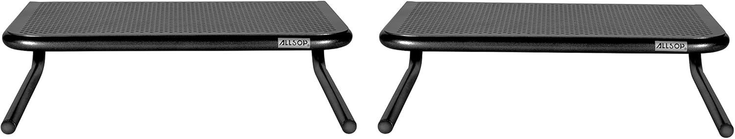 Pearl Black Powder-Coated Steel Monitor Stand with Non-Skid Pads, 2 Pack