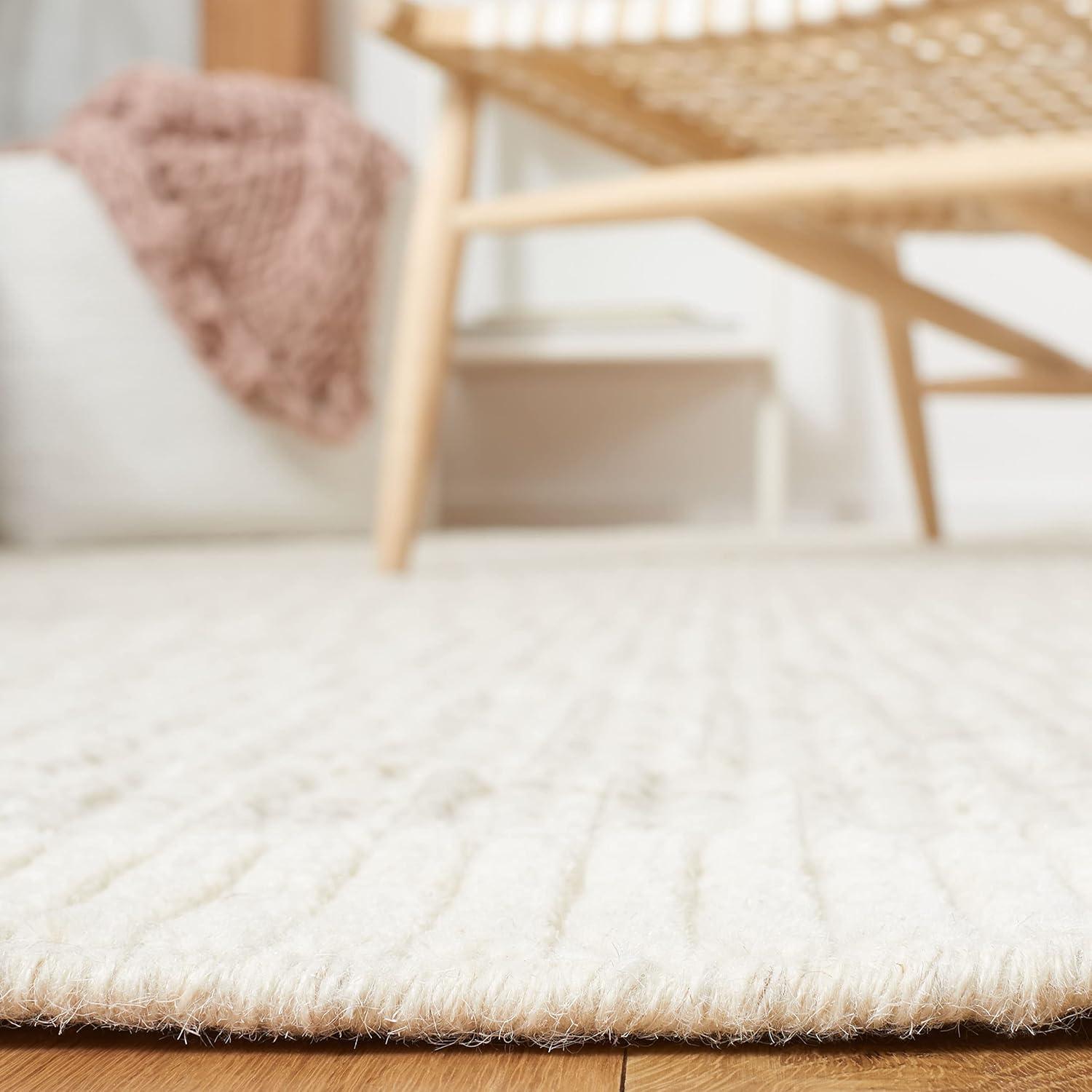 Ivory 8' x 10' Handmade Wool and Synthetic Tufted Rug