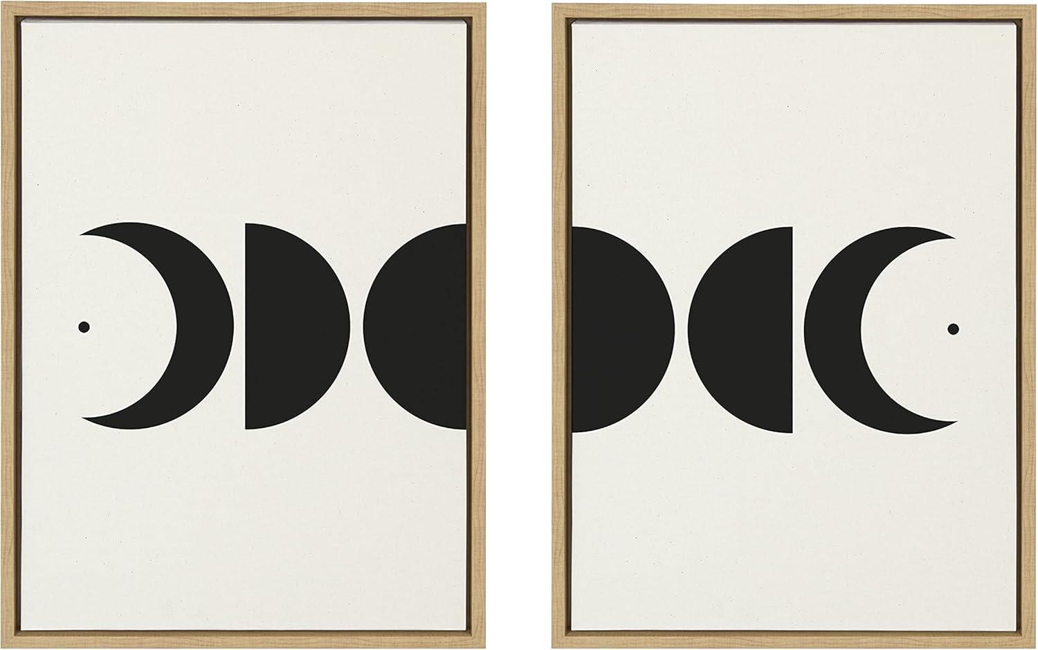 (Set of 2) 18 x 24 Sylvie Modern Geometric Moon Phases by The Creative Bunch Studio Framed Canvas Set - Kate & Laurel All Things Decor