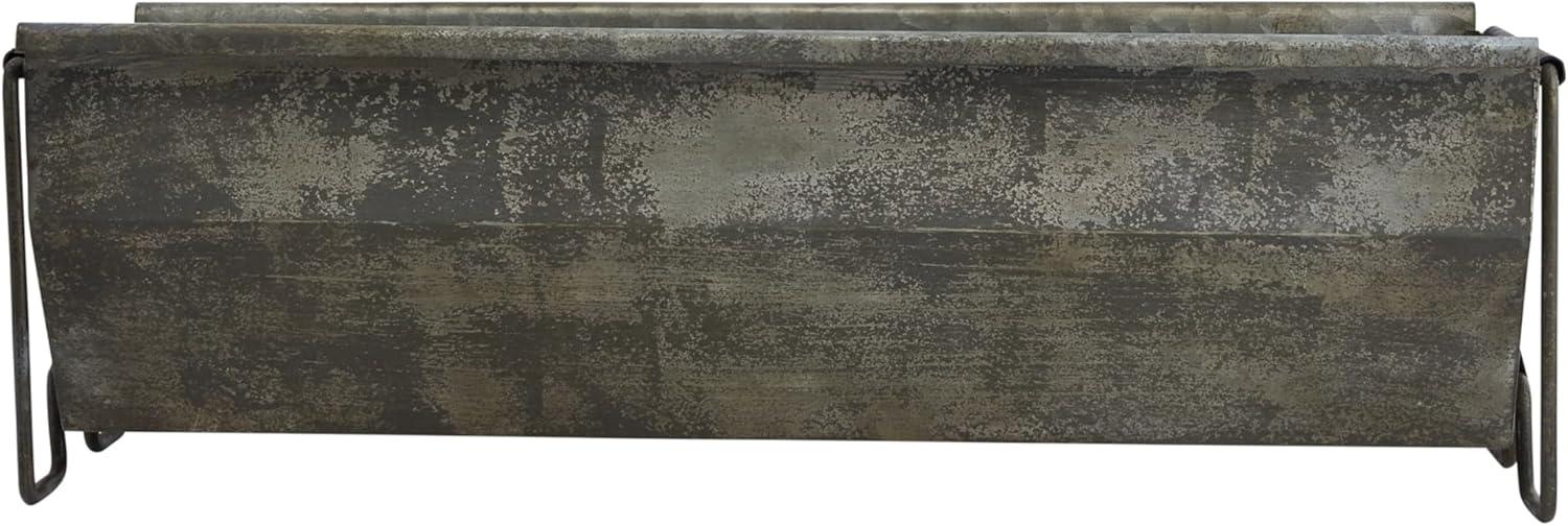 Woven Paths Metal Trough Container with Distressed Zinc Finish