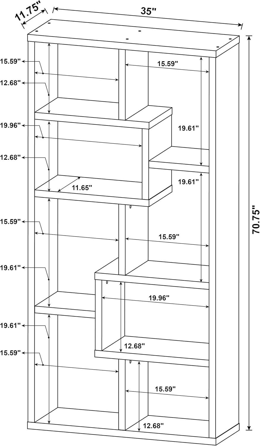 70.75" Theo 8 Shelf Bookcase Gray Driftwood - Coaster