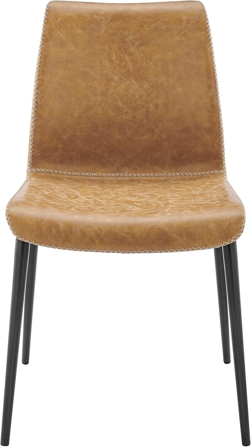 Vintage Cedar Faux Leather Upholstered Side Chair with Metal Legs