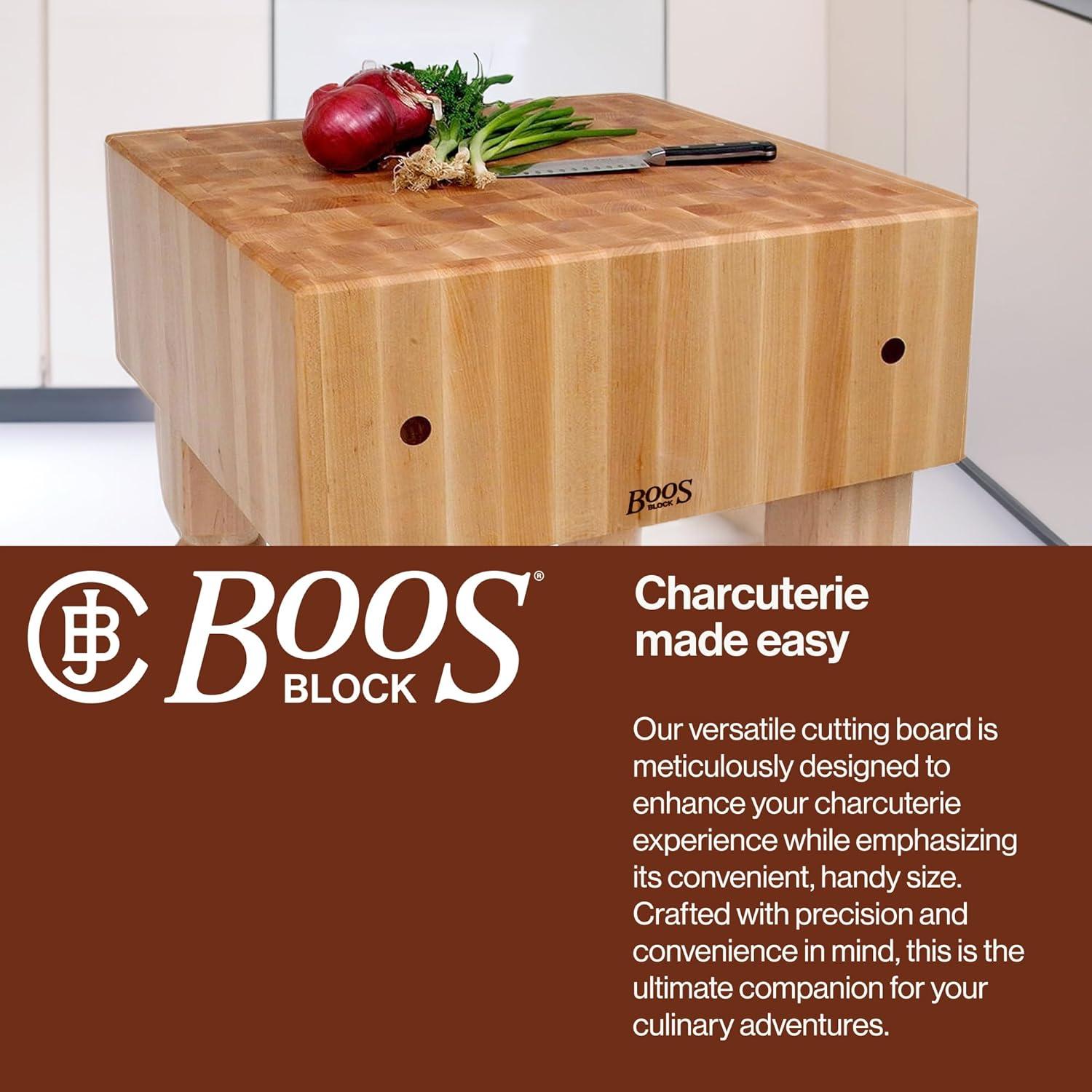 John Boos AB Series Square Wood Butcher Block Cutting Board Prep Table 10-Inch Thickness, 18" x 18" x 10", Maple