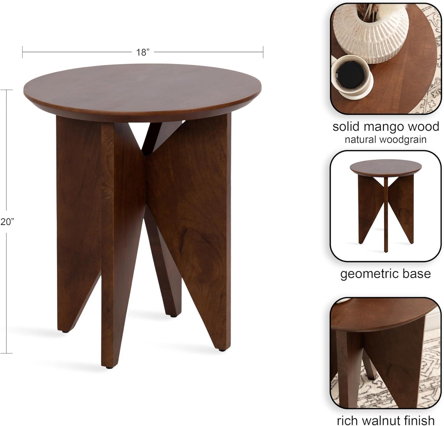 Kate and Laurel Faiza Wood Side Table, 18x18x20, Walnut Brown