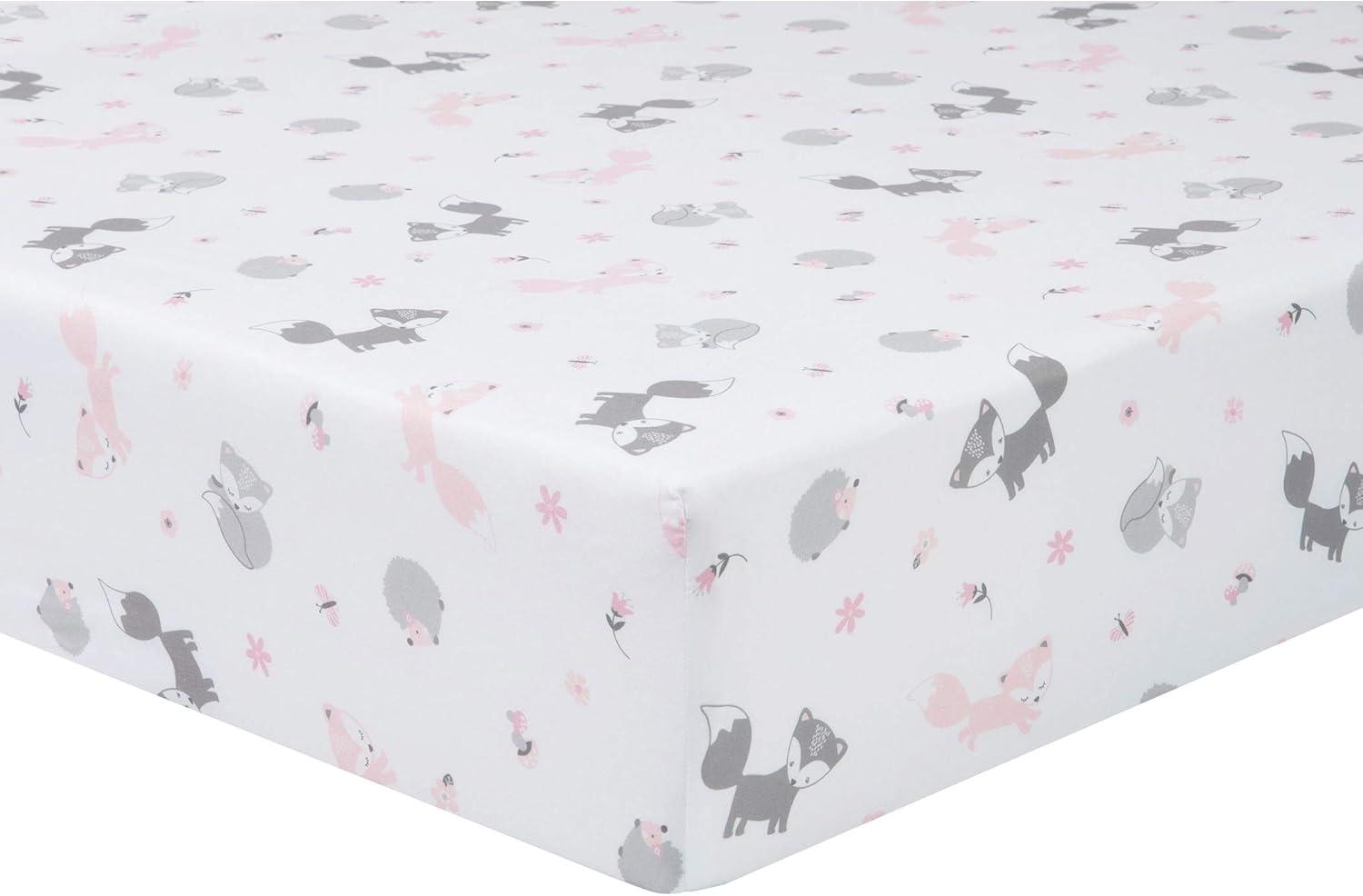 Sammy y Lou Infant Microfibra Estampada Floral Tejido Bolsillo Profundo 200 Sábanas para Cuna, Blanco, 2 Piezas