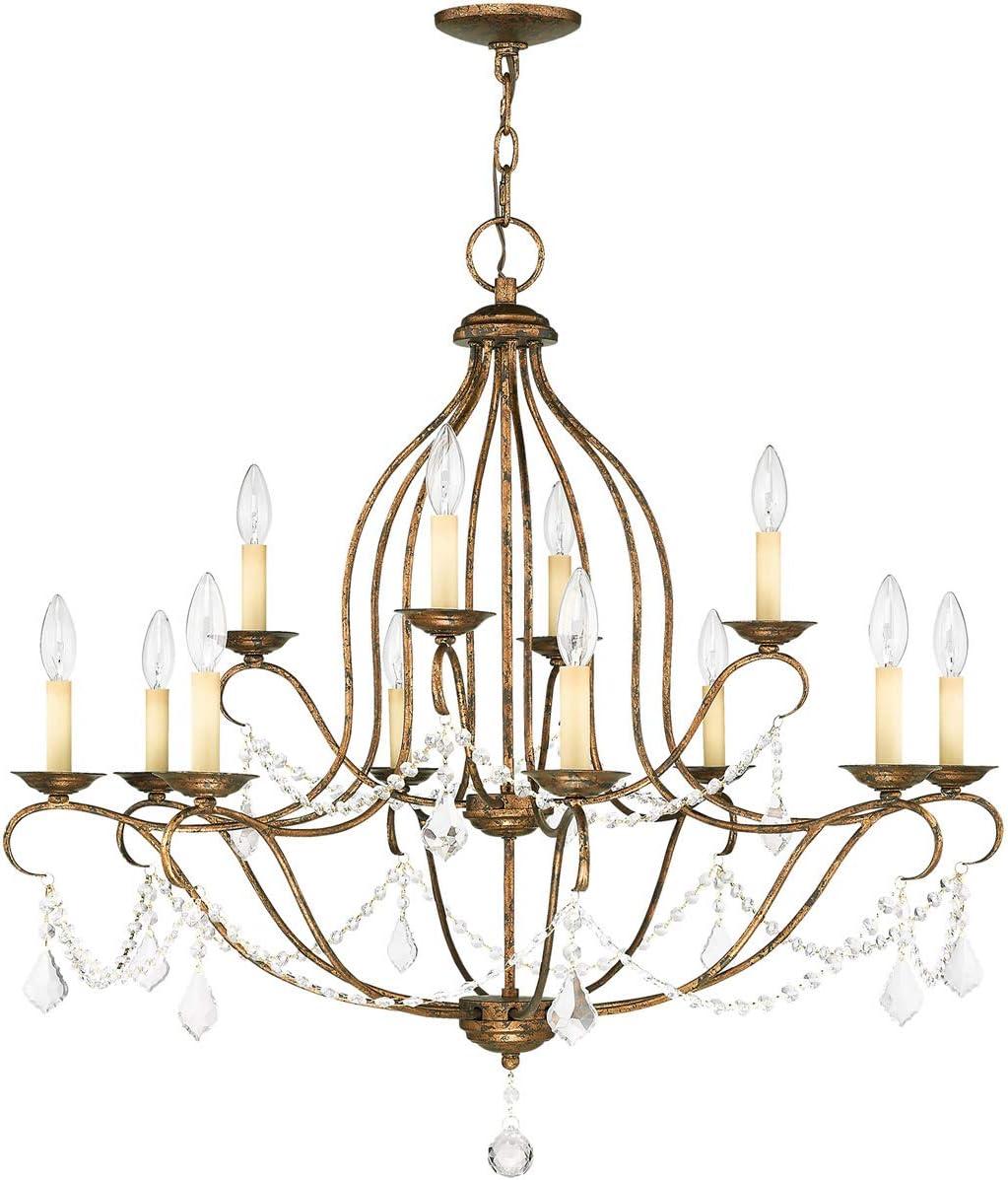 Venetian Golden Bronze 12-Light Crystal Birdcage Chandelier