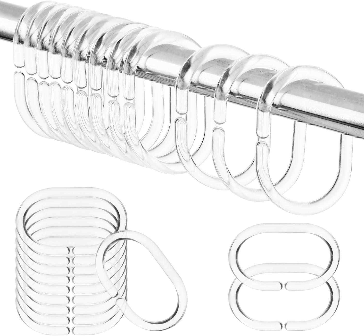 24 PCS Clear Plastic C-Shaped Shower Curtain Rings