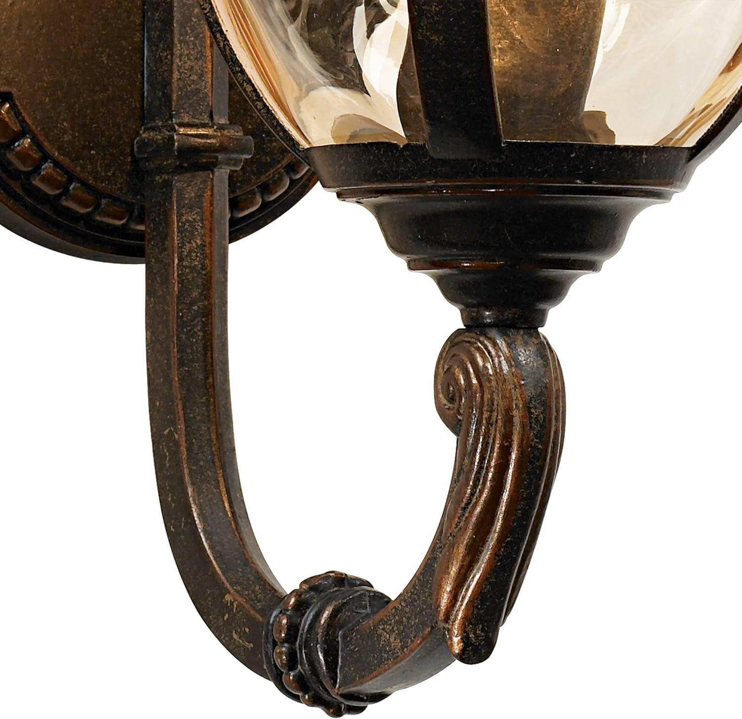 John Timberland Bellagio Rustic Vintage Outdoor Wall Light Fixtures Set of 2 Veranda Bronze Metal 16 1/2" Champagne Glass for Post Exterior
