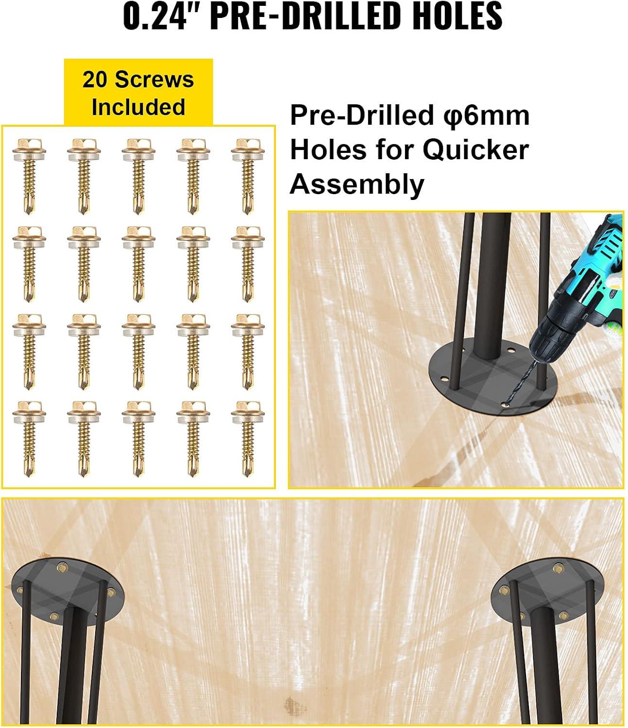 VEVOR Dining Table Legs 28 inch, Metal Table Legs 2PCS, Hollow X-Shaped Legs 440 Lbs Load Capacity DIY Coffee Table Legs Black Anti-Rust Iron Office Table Legs with Baking Varnish for Dining Table