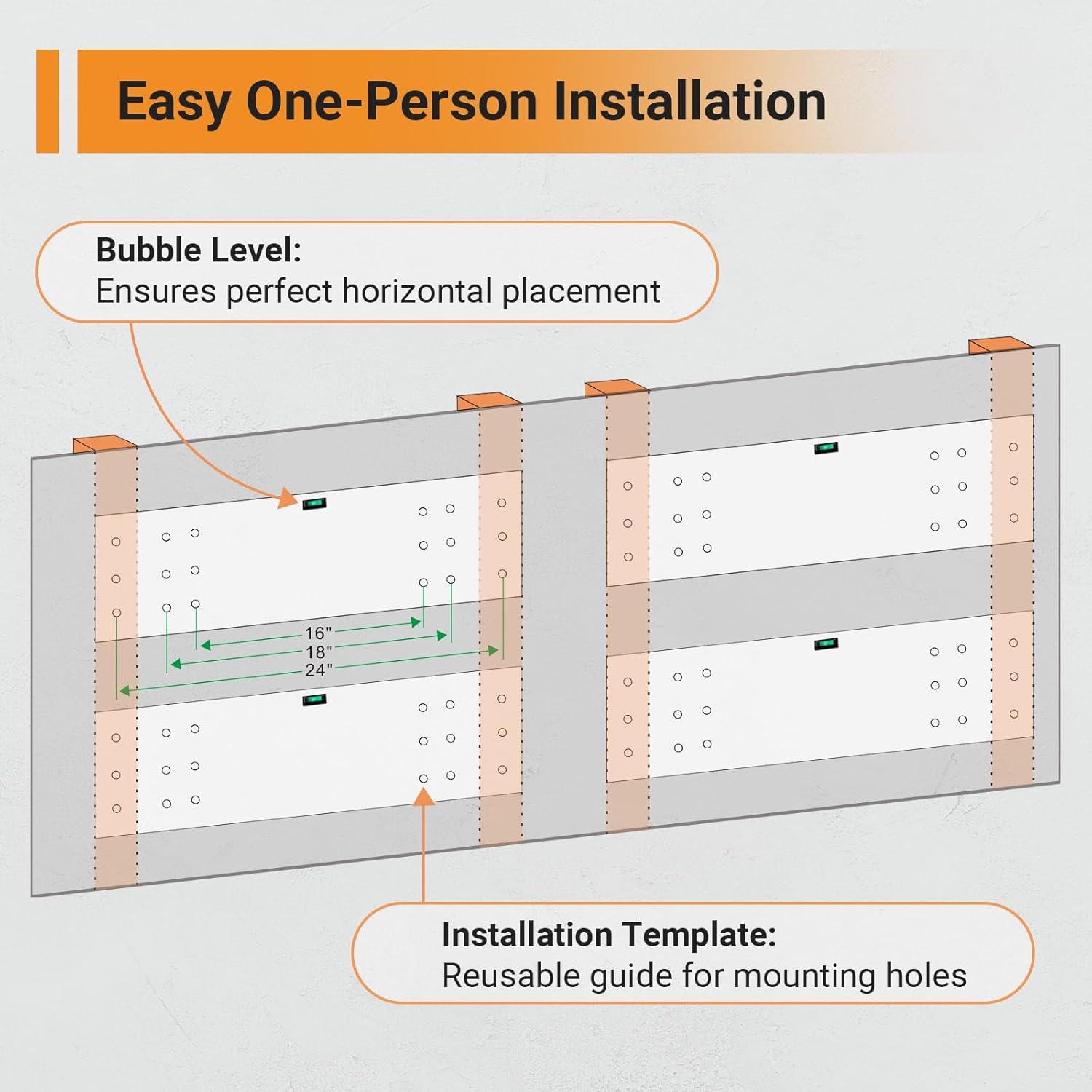 Garvee 2-Pack 1x6ft Garage Wall Shelving, Garage Storage Wall Garage Shelves for Wall Storage, 600lbs Load Capacity, 12-inch-by-72-inch