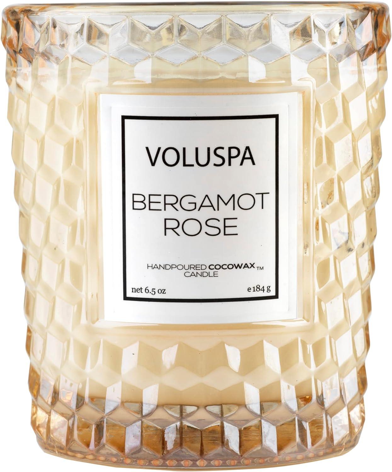 Bergamot Rose Classic Yellow Glass Candle - 6.5 Oz Clean Burn