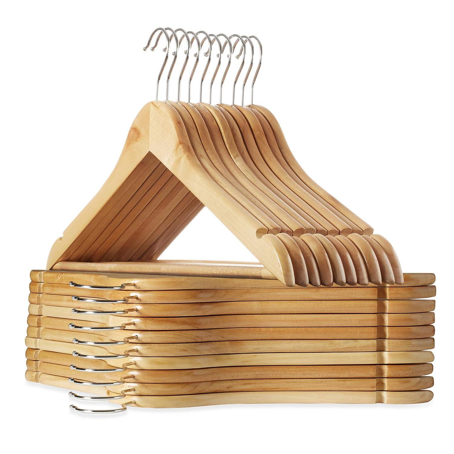 Casafield Solid Wood Non-Slip Standard Hanger for Suit/Coat (Set of 20)