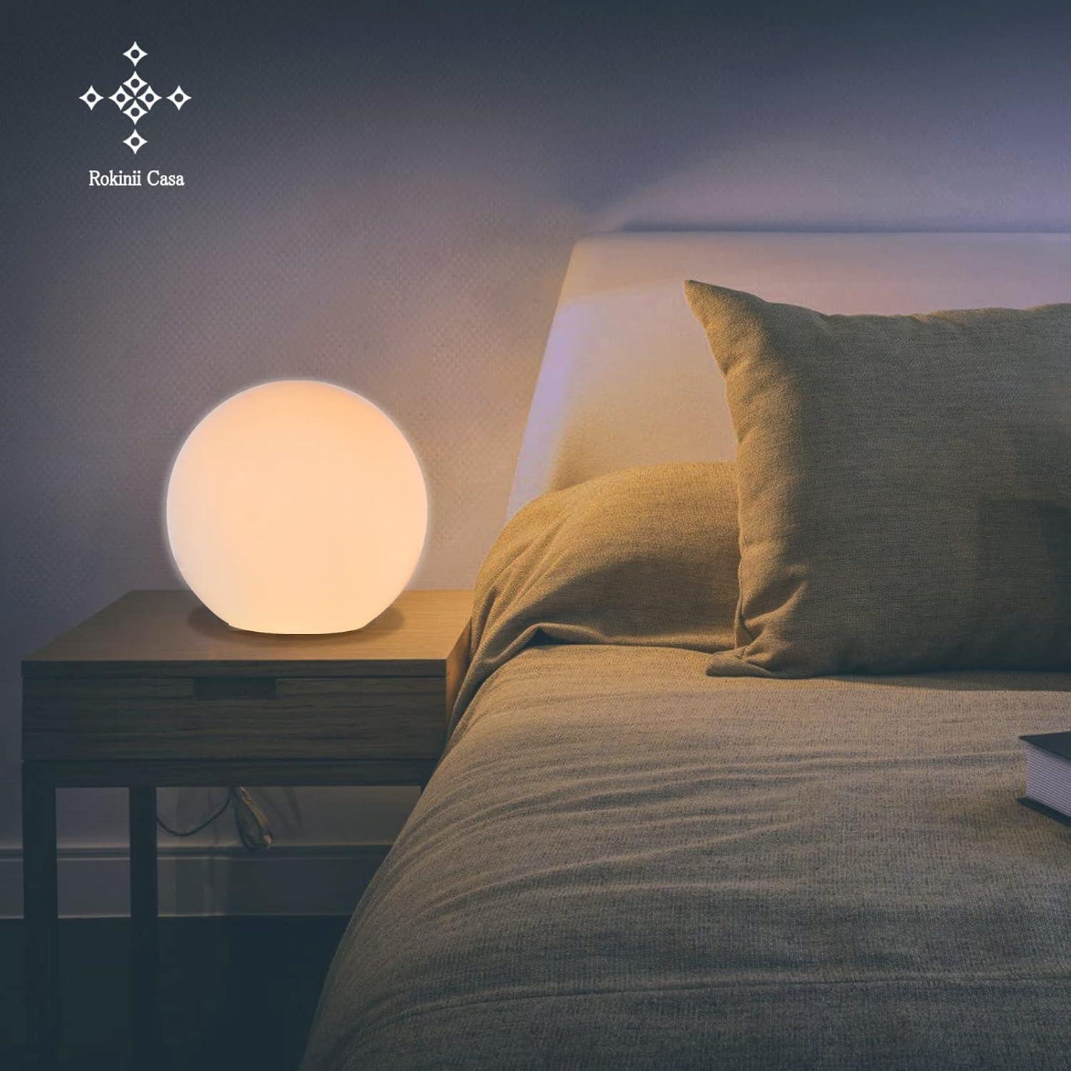 7.8 Inch Ball Table Lamp with Glass Shade, Ball Light Bookshelf Lamp for Bedroom, Dorm, Office and Bedroom Bookshelf Reading Decoration, Without Bulb