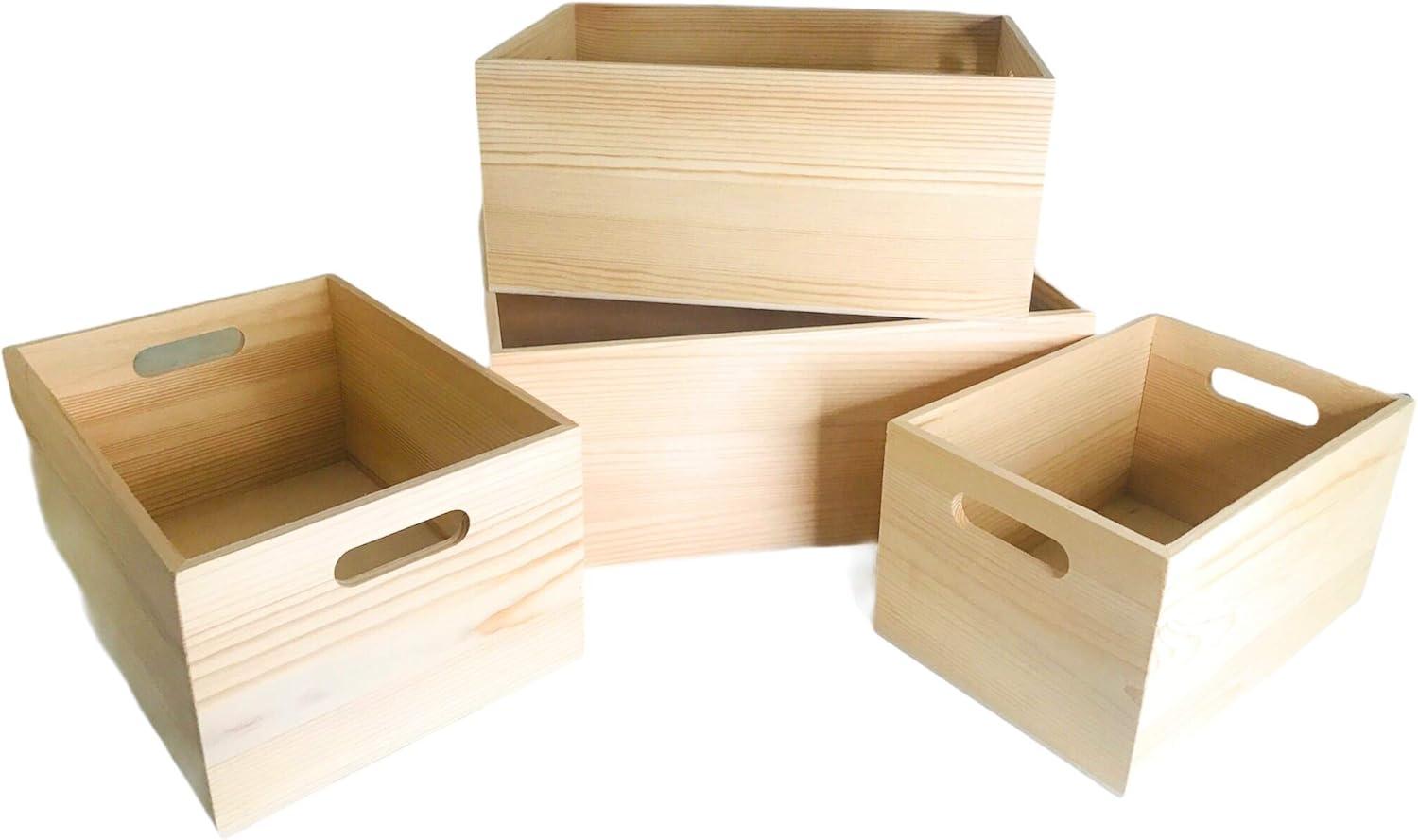 Sorbus Sorbus 2-Pack Unfinished Wood Crates Organizer Bins, Wooden Box, Cabinet Containers, Large, Set of 2